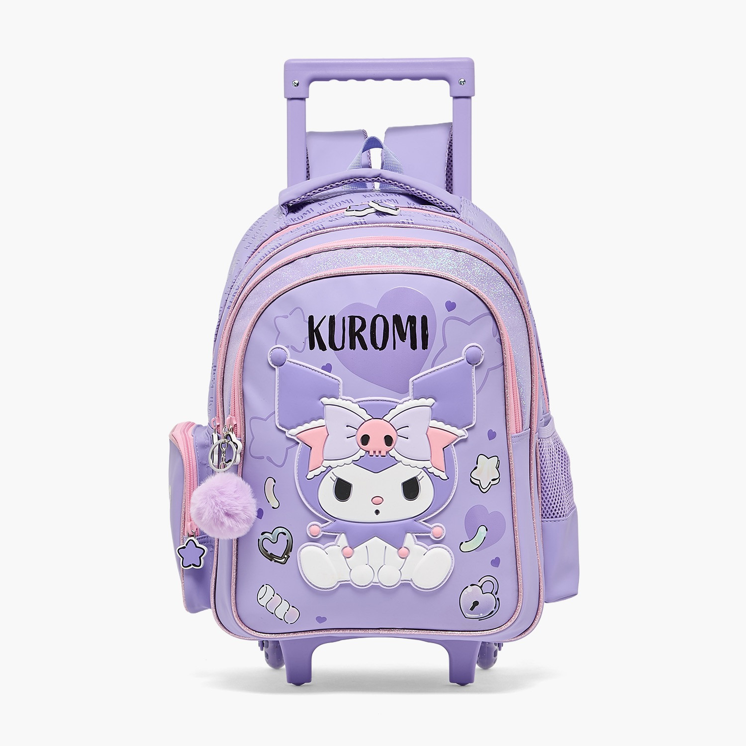 Sanrio Kuromi Print Trolley Bag for Girls 5-8 Years Retractable Handle - 19 inches-school-bagsandbackpacks-trolleybags-image-1