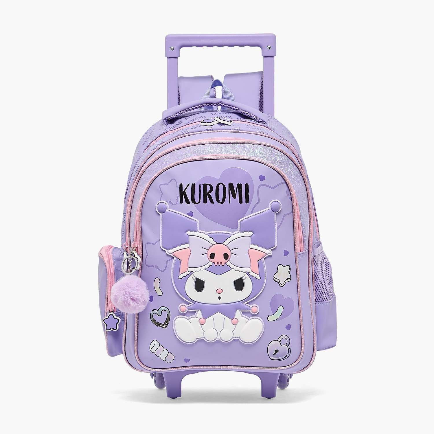 شنطة ترولي بطبعات كورومي ومقبض قابل للسحب للبنات من 5 - 8 سنوات من سانريو - 19 بوصة-school-bagsandbackpacks-trolleybags-image-1