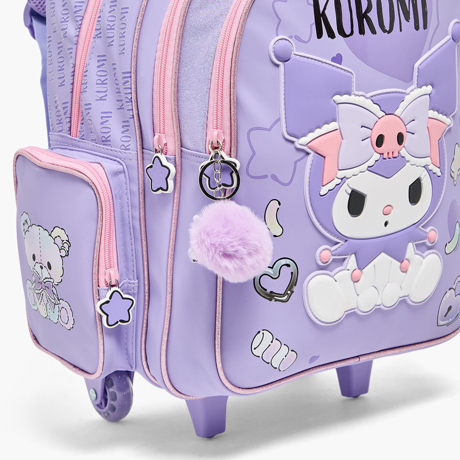 Sanrio Kuromi Print Trolley Bag for Girls 5-8 Years Retractable Handle - 19 inches-school-bagsandbackpacks-trolleybags-image-5