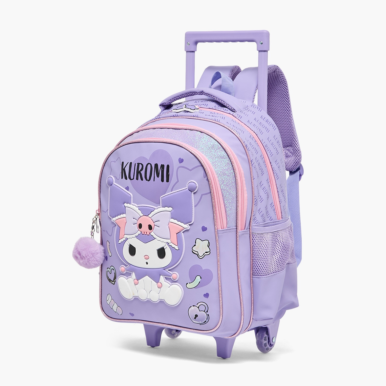 Sanrio Kuromi Print Trolley Bag for Girls 5-8 Years Retractable Handle - 19 inches-school-bagsandbackpacks-trolleybags-image-6