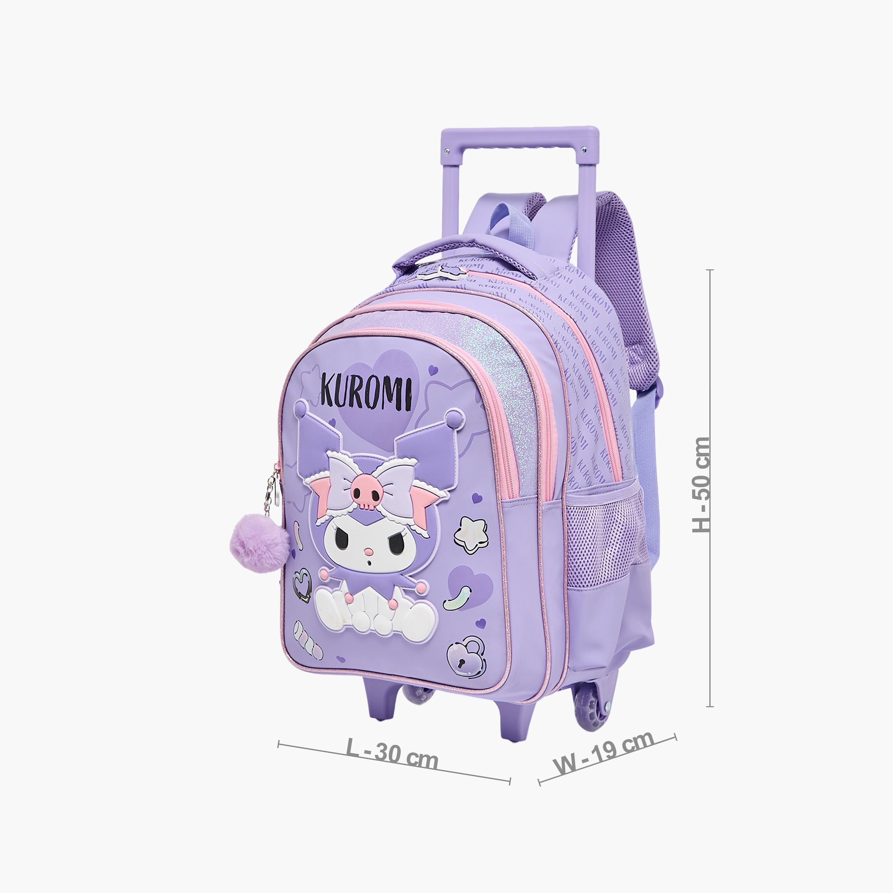 شنطة ترولي بطبعات كورومي ومقبض قابل للسحب للبنات من 5 - 8 سنوات من سانريو - 19 بوصة-school-bagsandbackpacks-trolleybags-image-7