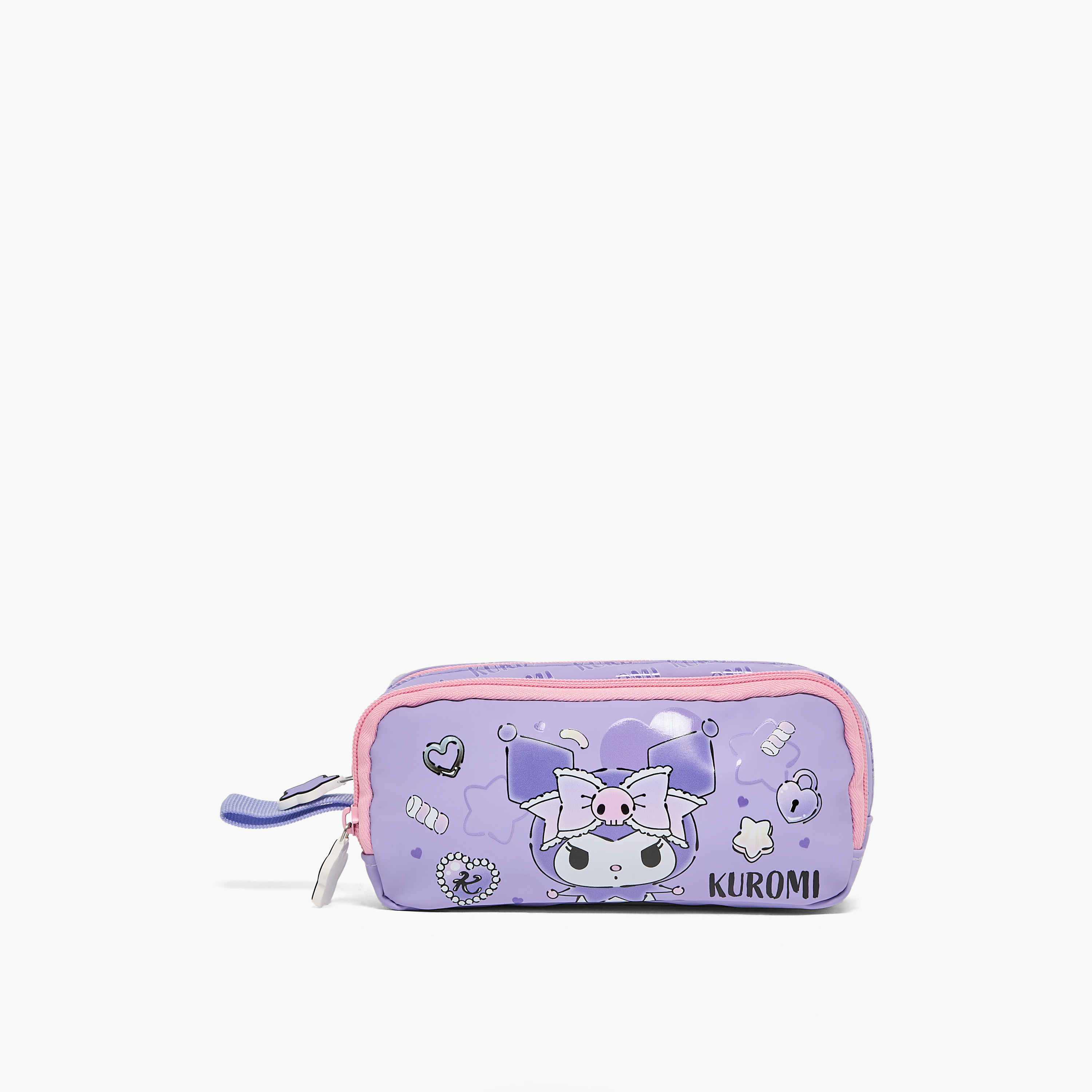 Sanrio Kuromi Print Pencil Pouch with 2 Compartment-school-stationery-pencilcases-image-1
