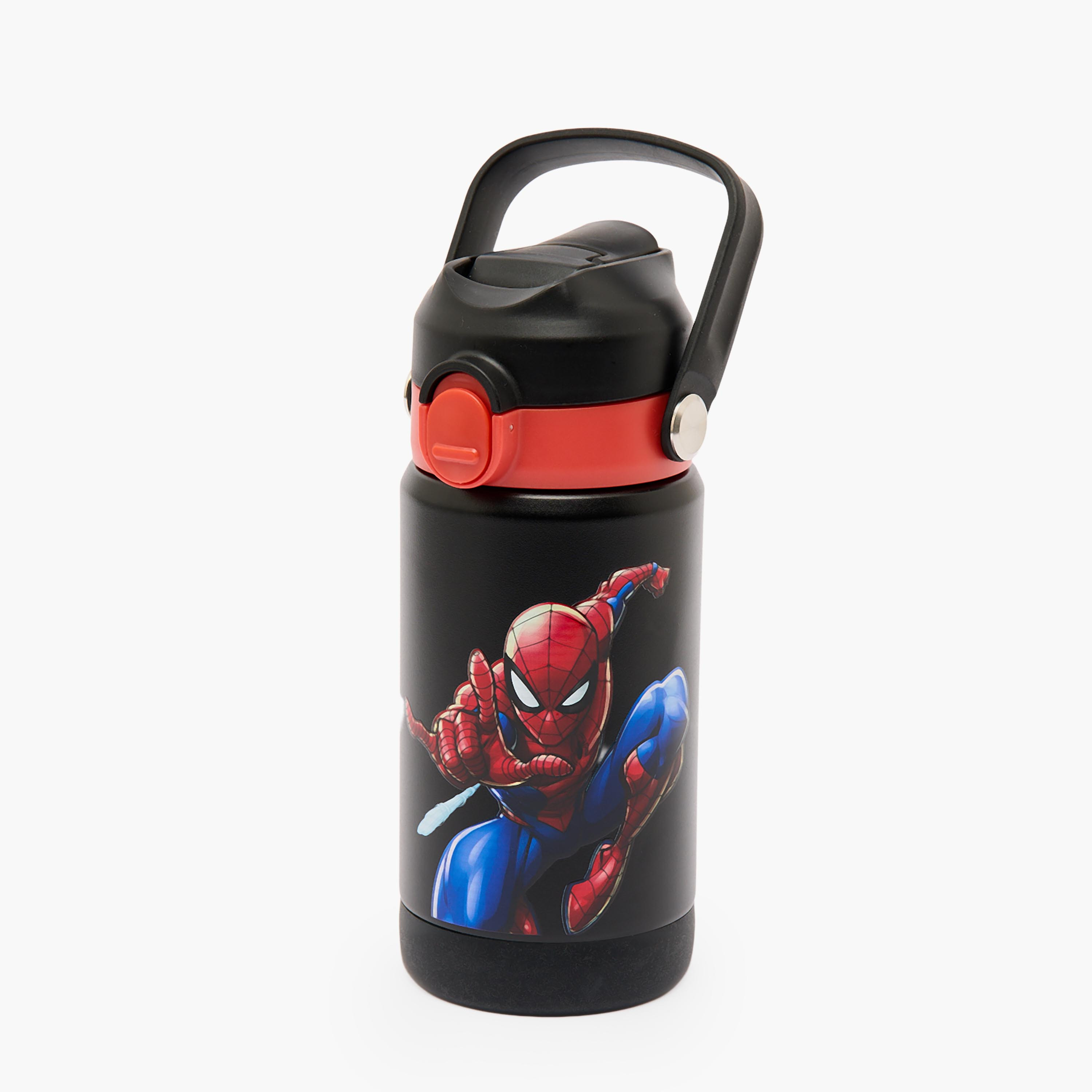 Spider-Man Print Stainless Steel Water Bottle with Straw Spout and Handle-school-waterbottles-image-1