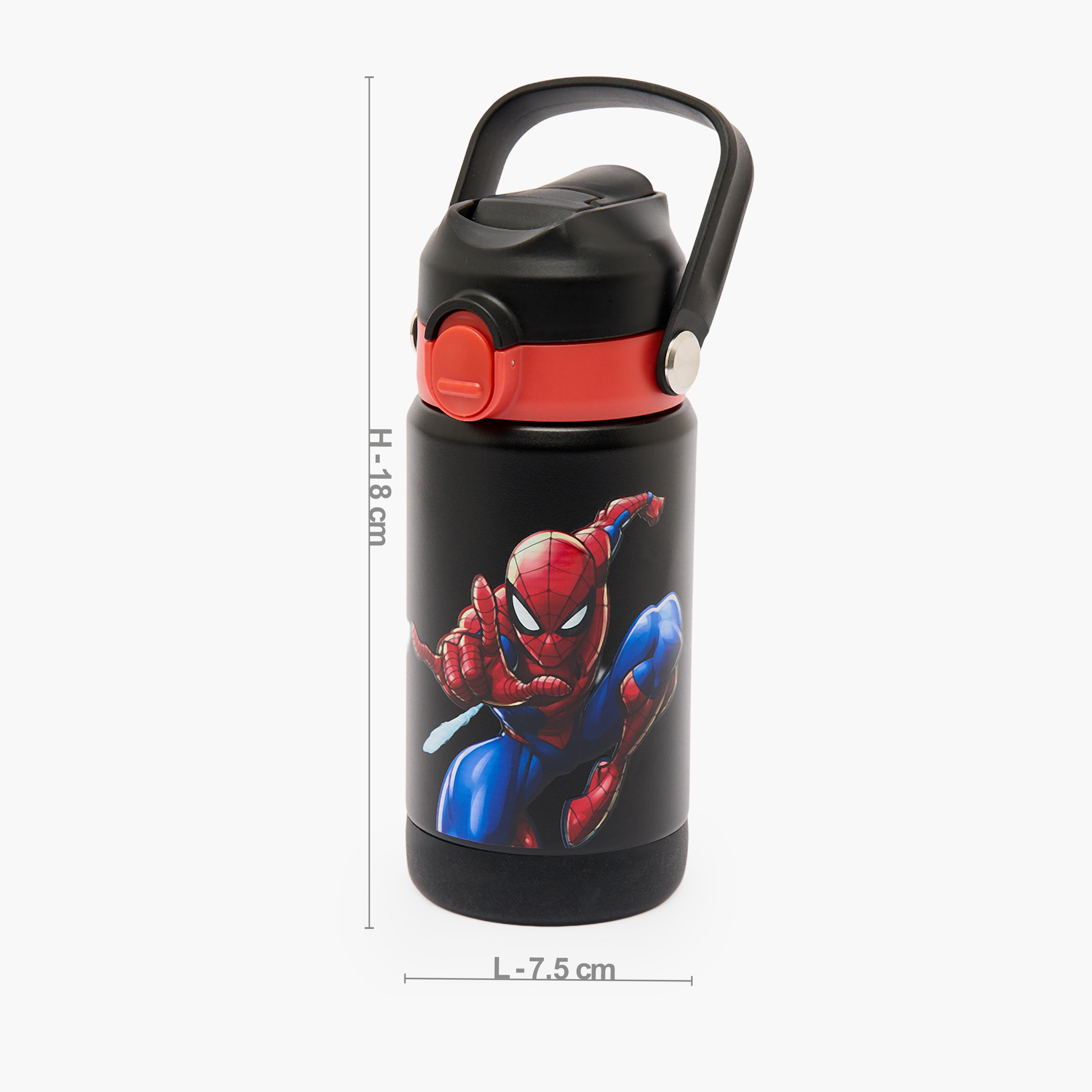 Spider-Man Print Stainless Steel Water Bottle with Straw Spout and Handle-school-waterbottles-image-3