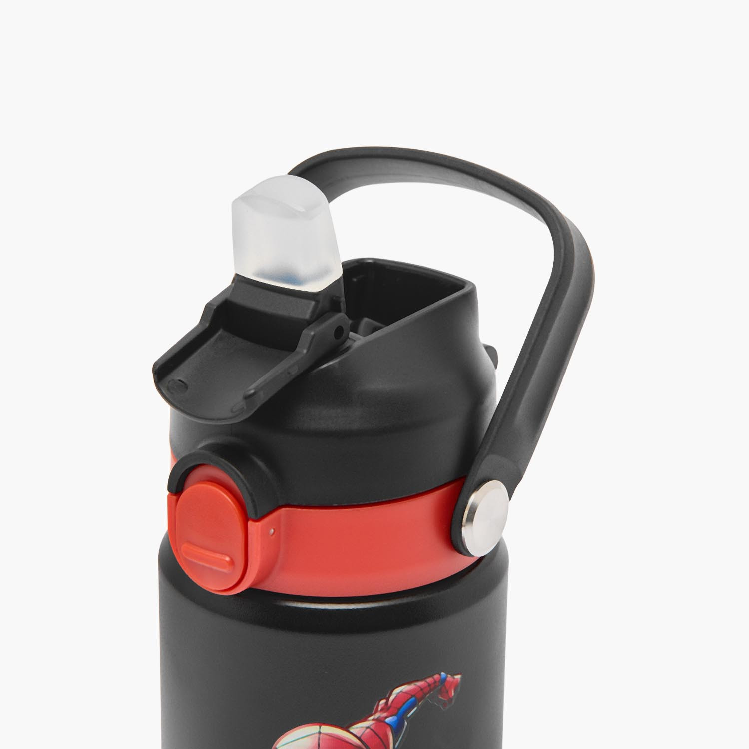 Spider-Man Print Stainless Steel Water Bottle with Straw Spout and Handle-school-waterbottles-image-6