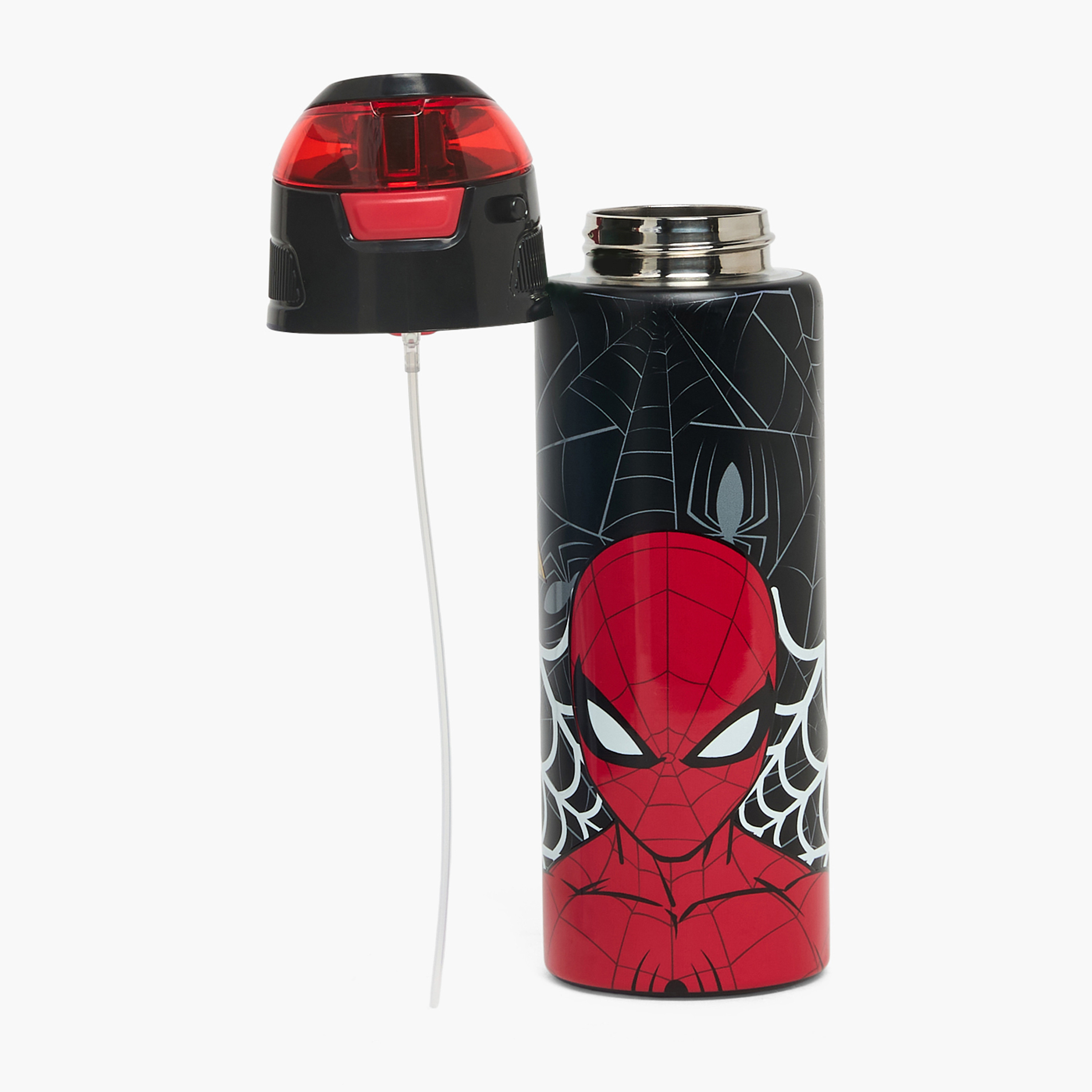 Spider-Man Print Stainless Steel Water Bottle with Spout and Carry Loop-school-waterbottles-image-2