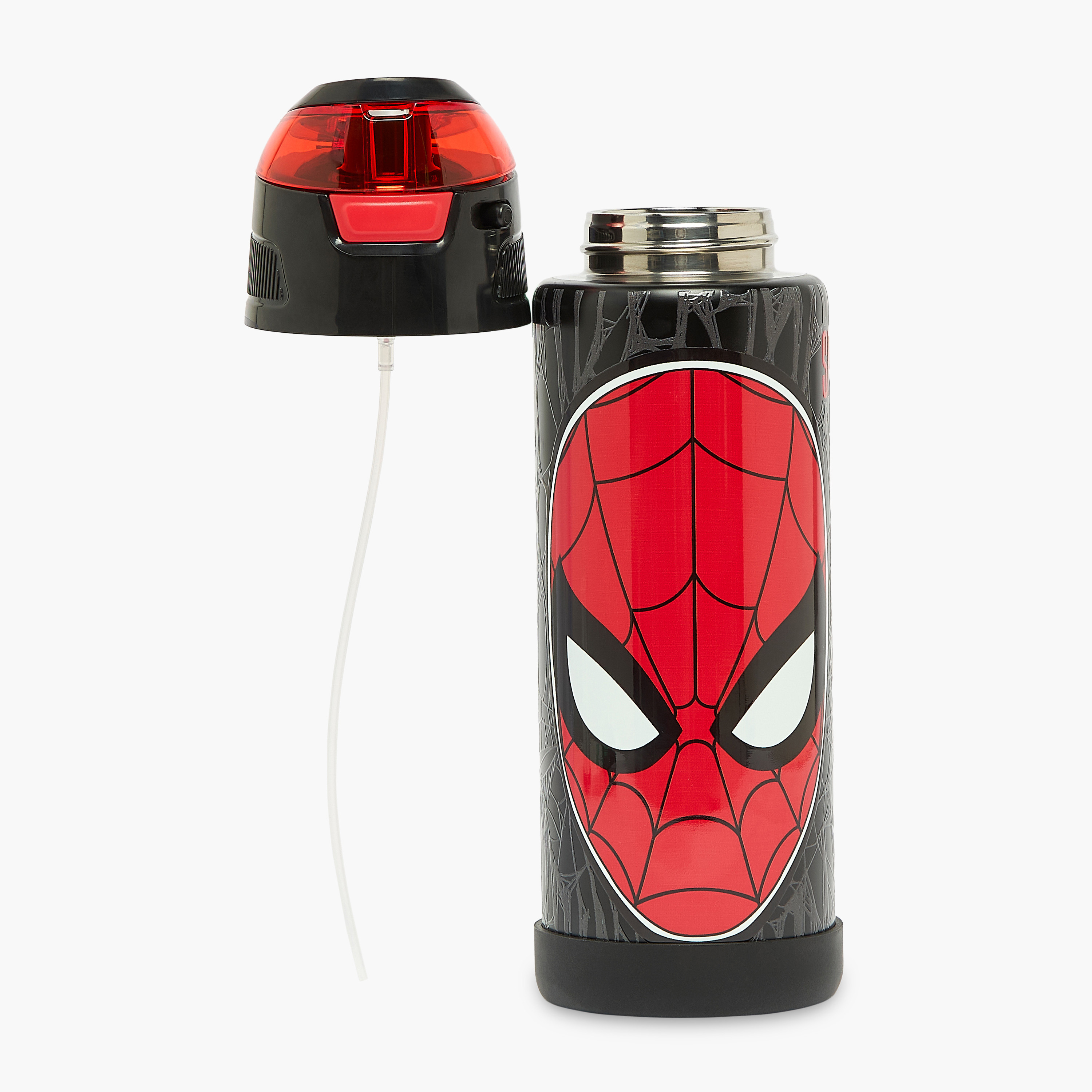 Spider-Man Print Stainless Steel Water Bottle with Spout and Carry Lid-school-waterbottles-image-2