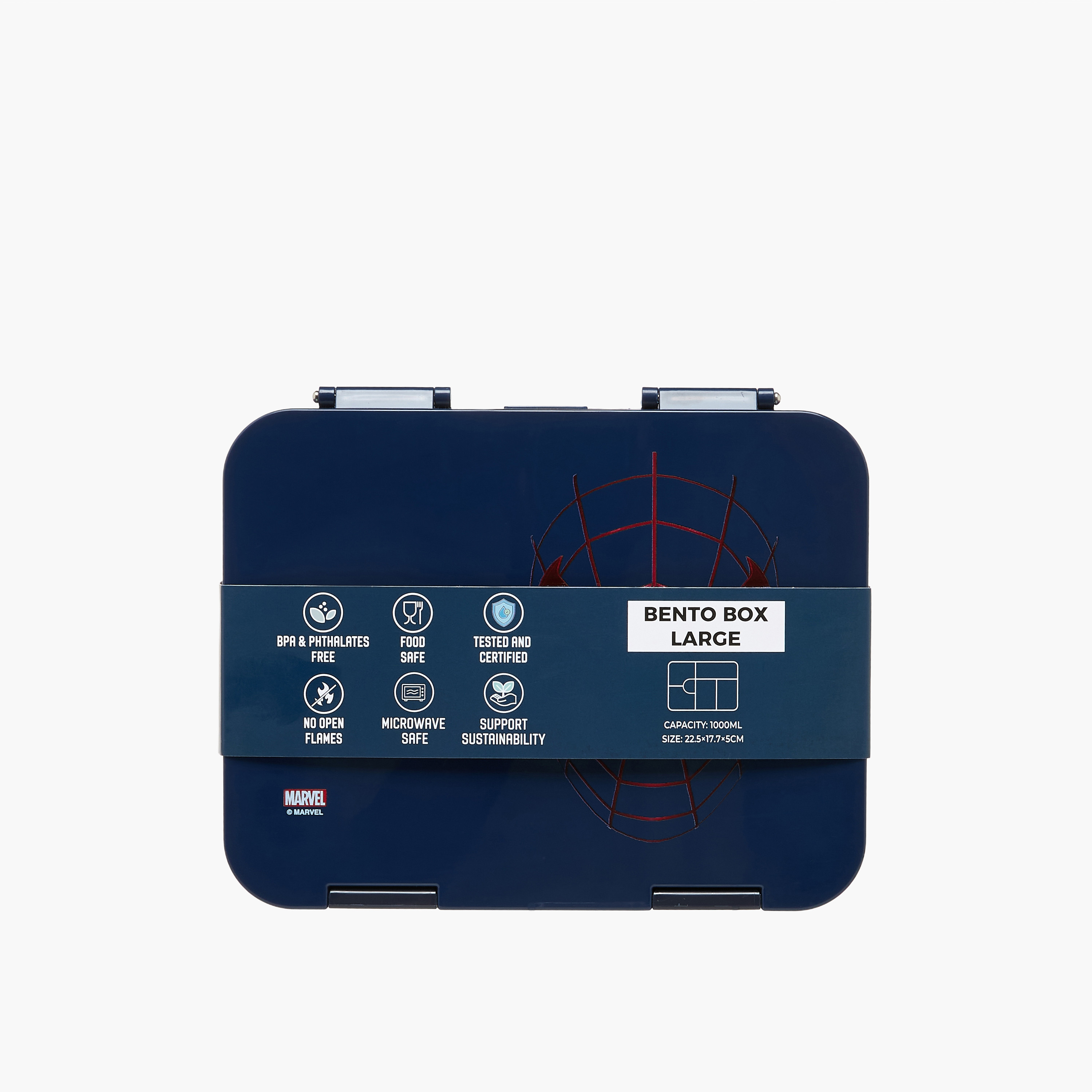 صندوق غداء بينتو بطبعات سبايدرمان للأولاد بغطاء بقفل بمشبك إغلاق - 1 لتر-school-lunchessentials-lunchboxes-image-12