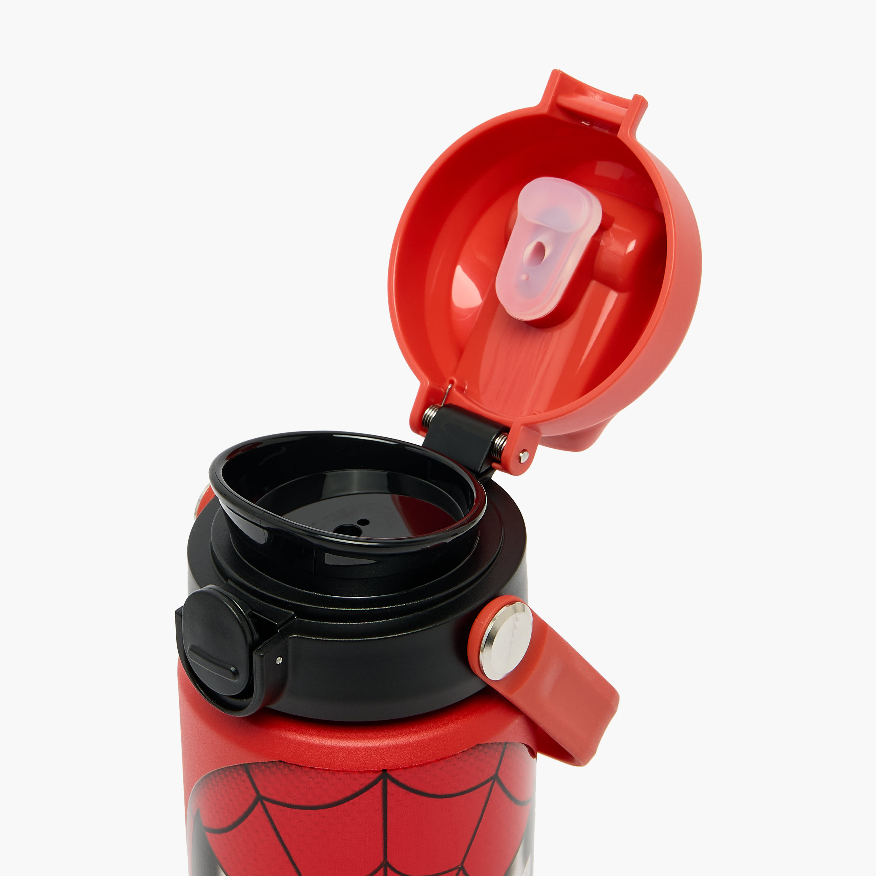 قارورة مياه ستانلس ستيل بطبعات سبايدر مان بفتحة واسعة وحلقة حمل-school-waterbottles-image-7