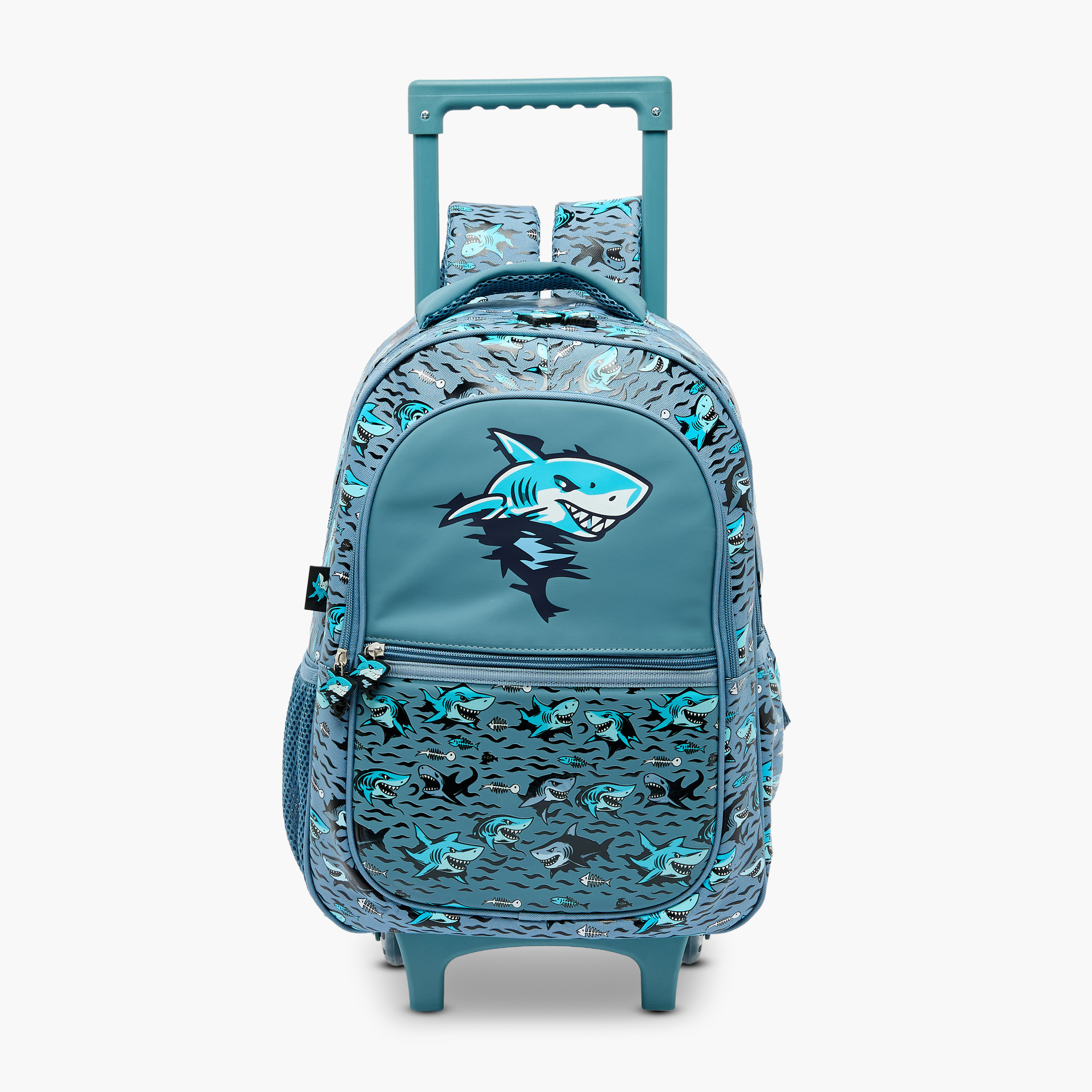 شنطة ترولي بطبعات سمكة القرش وبقسم لابتوب للأولاد 5-8 سنة من جونيورز - 16 بوصة-school-bagsandbackpacks-trolleybags-image-1