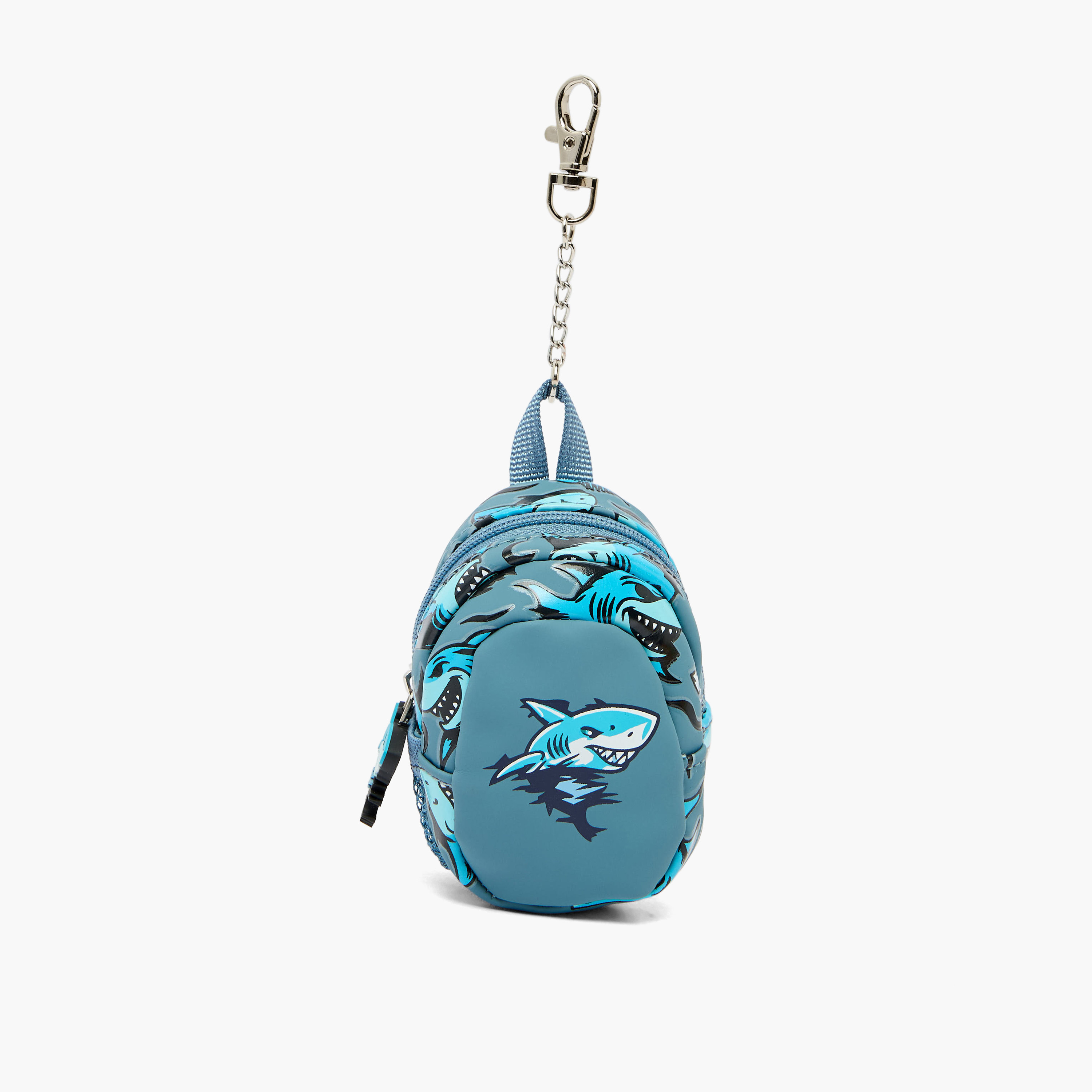 Juniors Backpack Keychain for Boys 5-8 Years with Shark Print-school-stationery-accessories-image-1
