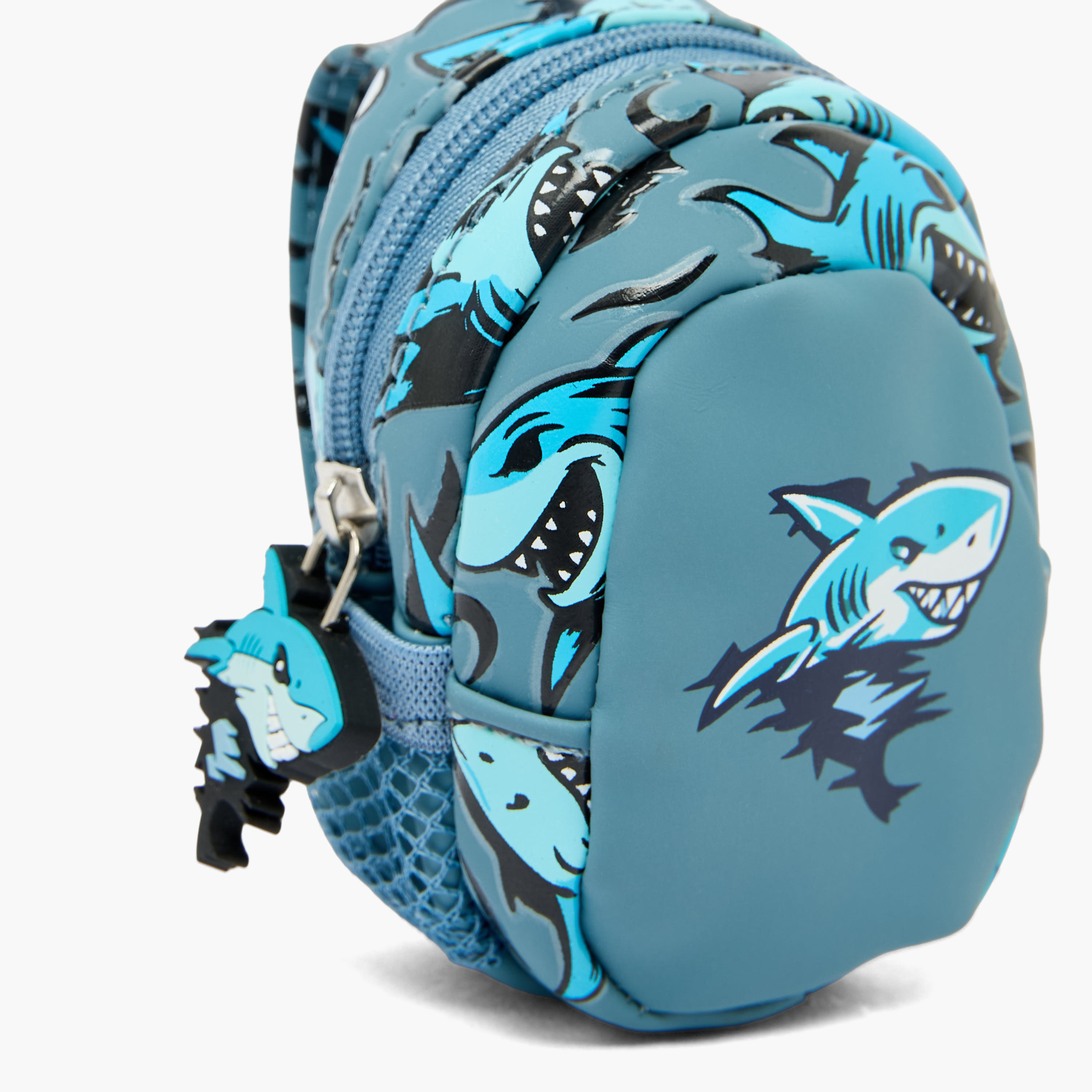 Juniors Backpack Keychain for Boys 5-8 Years with Shark Print-school-stationery-accessories-image-2