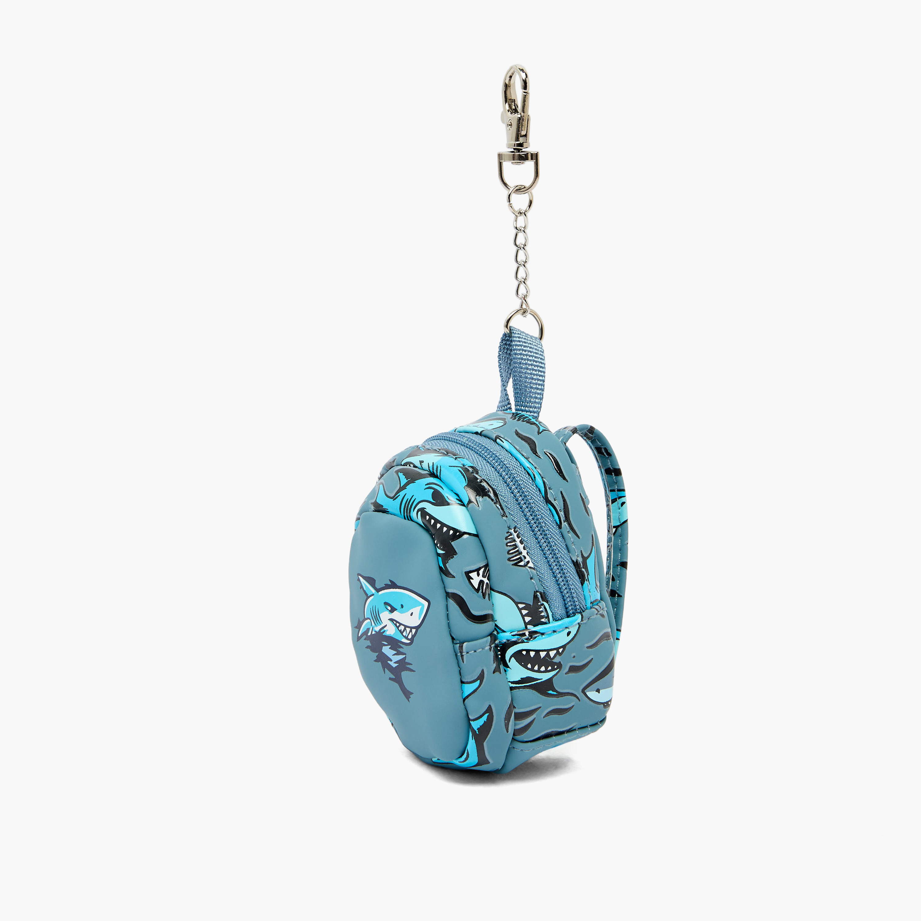 Juniors Backpack Keychain for Boys 5-8 Years with Shark Print-school-stationery-accessories-image-4