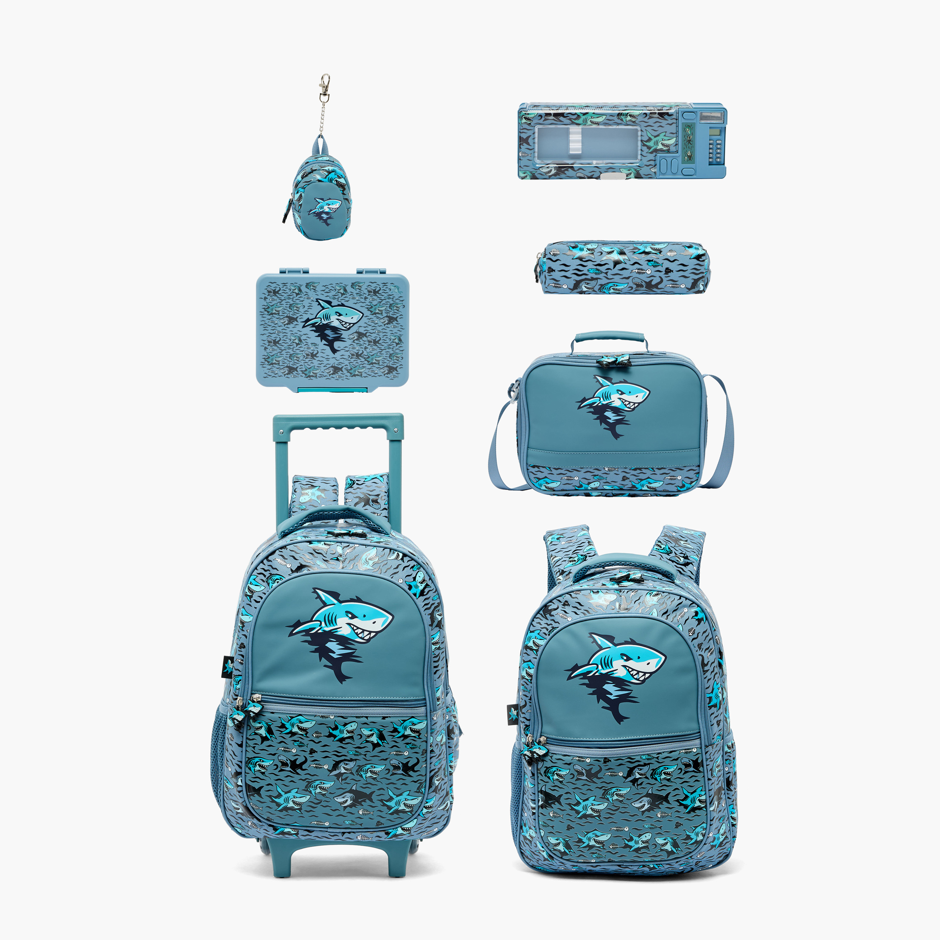 مقلمة بطبعات قرش مع آلة حاسبة من جونيورز-school-stationery-pencilcases-image-11