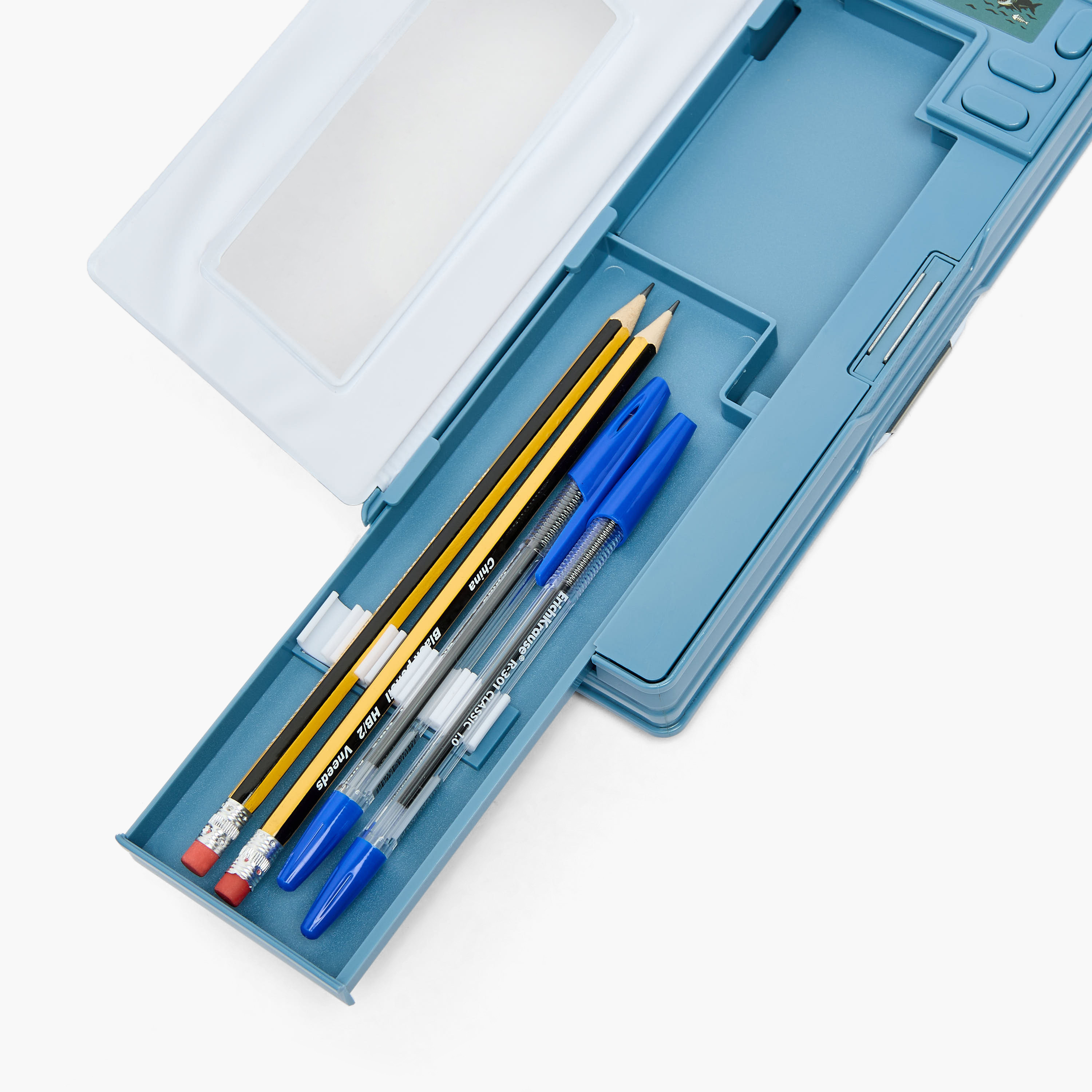 مقلمة بطبعات قرش مع آلة حاسبة من جونيورز-school-stationery-pencilcases-image-7