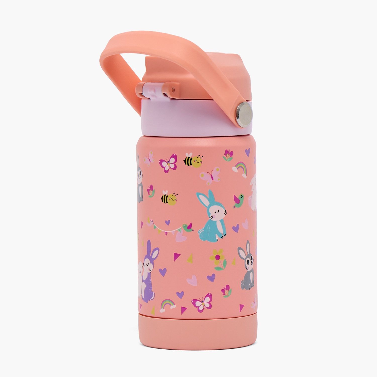 قارورة مياه ستانلس ستيل بطبعات أرنب وفوهة قلاب ومقبض من جونيورز-school-waterbottles-image-8
