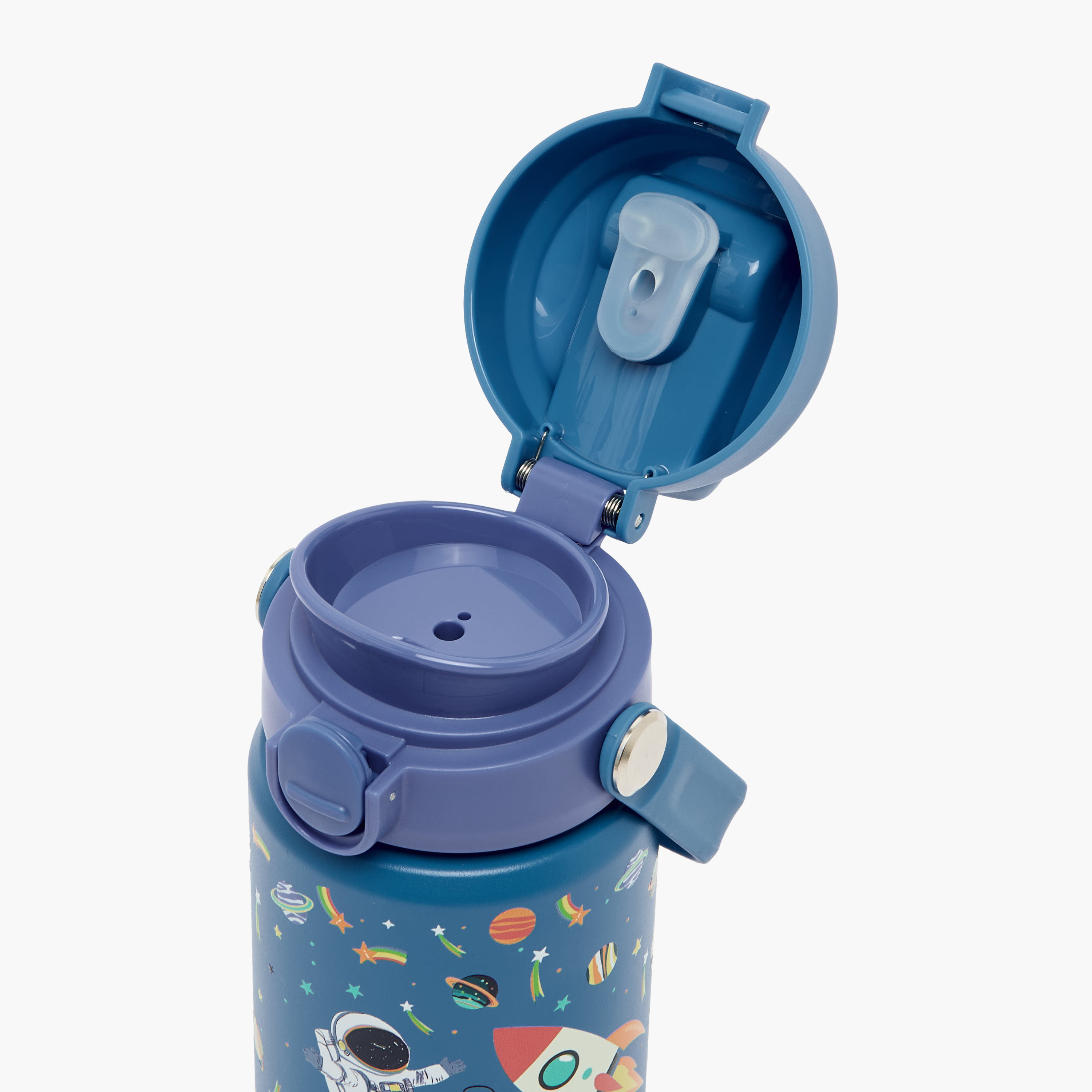 قارورة مياه ستانلس ستيل بطبعات رائد فضاء بفتحة واسعة وحلقة حمل من جونيورز-school-waterbottles-image-7