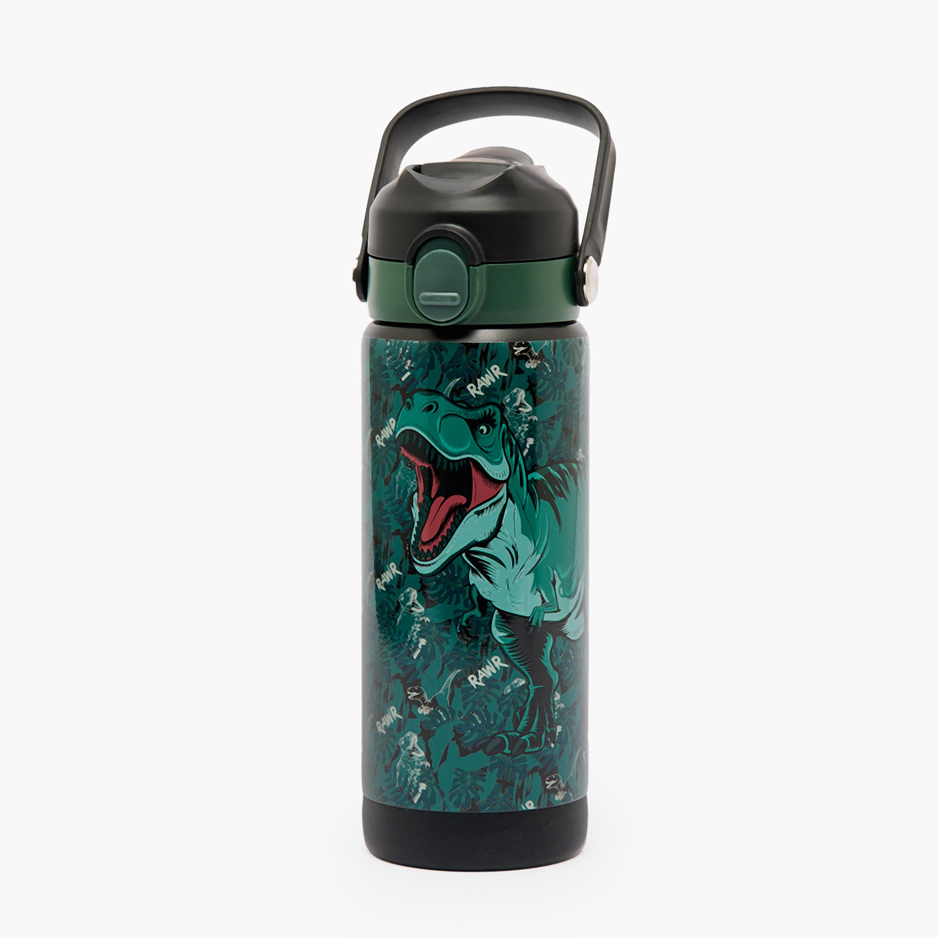 قارورة مياه ستانلس ستيل بطبعات ديناصور مع فوهة فليب ومقبض من جونيورز-school-waterbottles-image-1