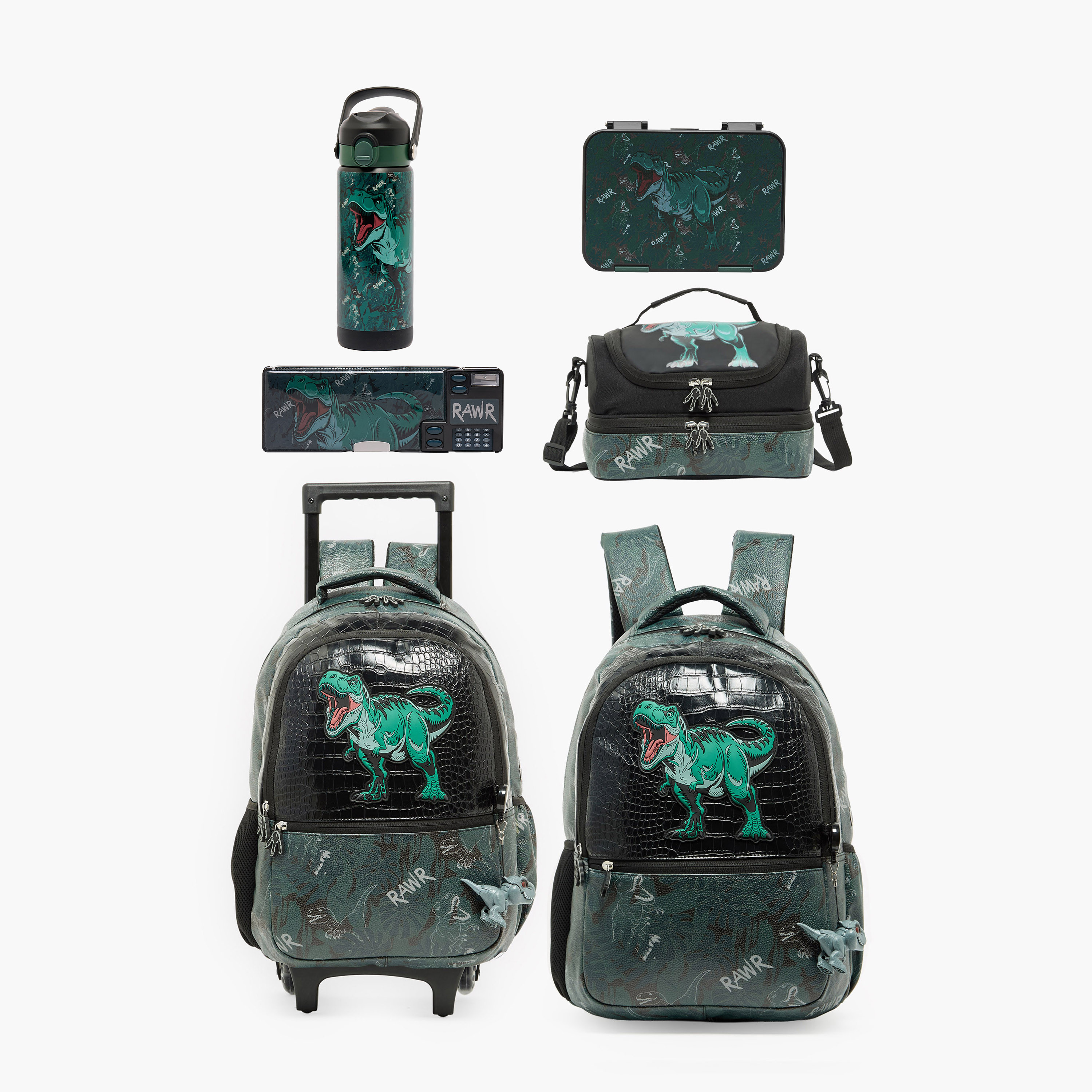 Juniors Dinosaur Print Stainless Steel Water Bottle with Flip Spout and Handle-school-waterbottles-image-10