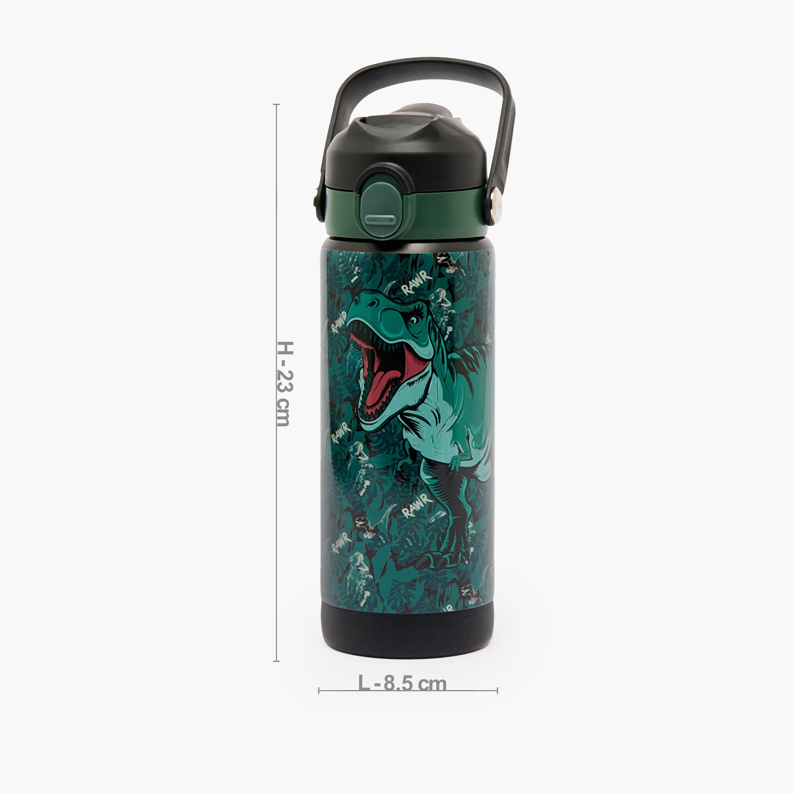 قارورة مياه ستانلس ستيل بطبعات ديناصور مع فوهة فليب ومقبض من جونيورز-school-waterbottles-image-3