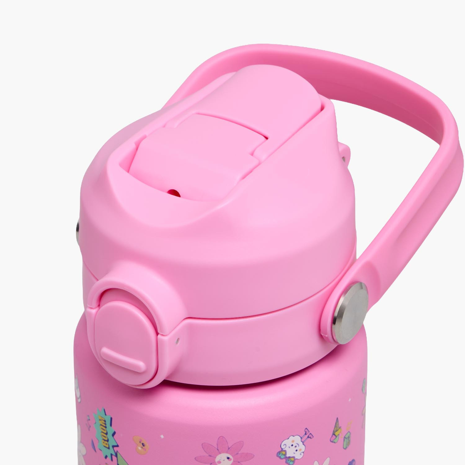 Juniors Floral Print Stainless Steel Water Bottle with Straw Spout and Handle-school-waterbottles-image-4