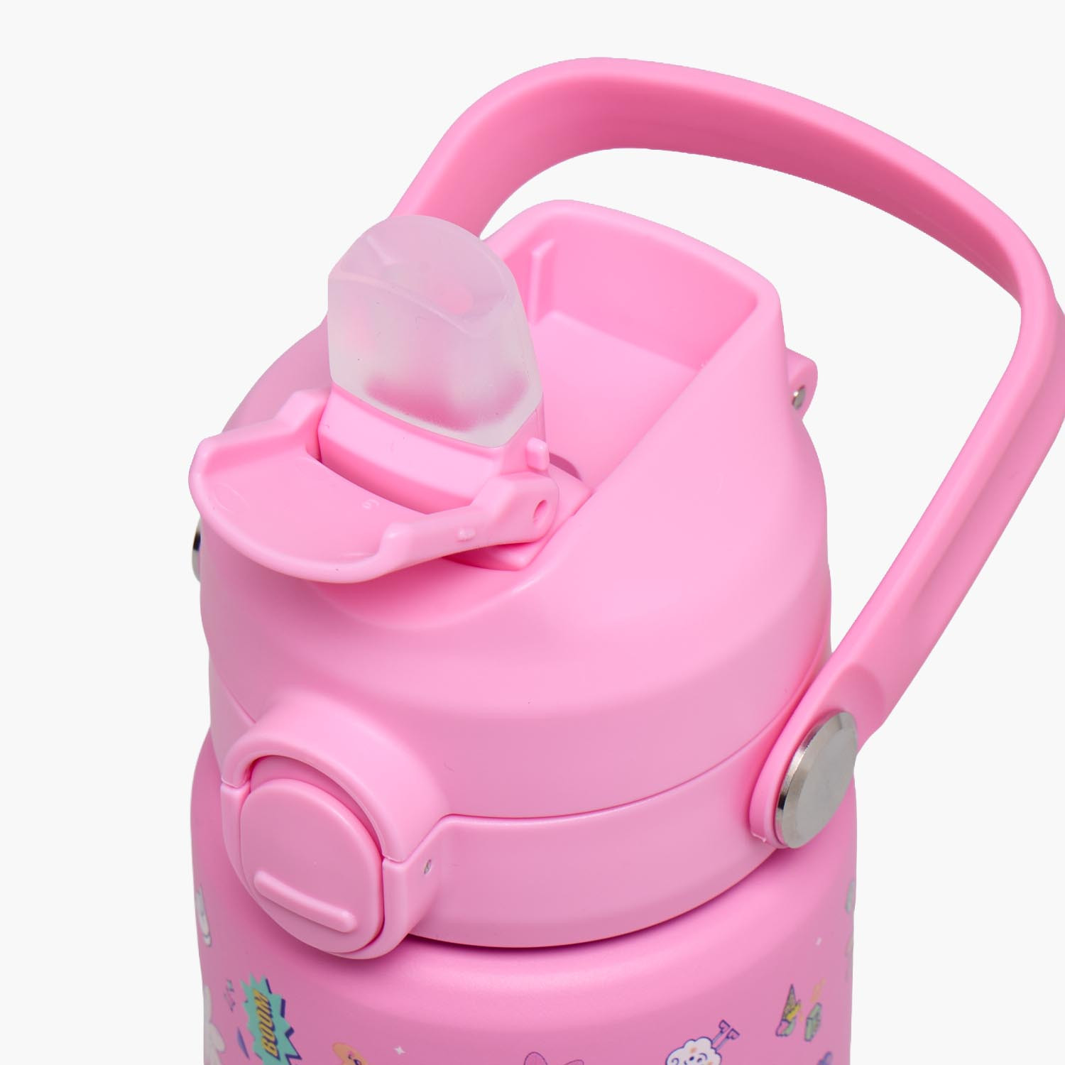 Juniors Floral Print Stainless Steel Water Bottle with Straw Spout and Handle-school-waterbottles-image-6