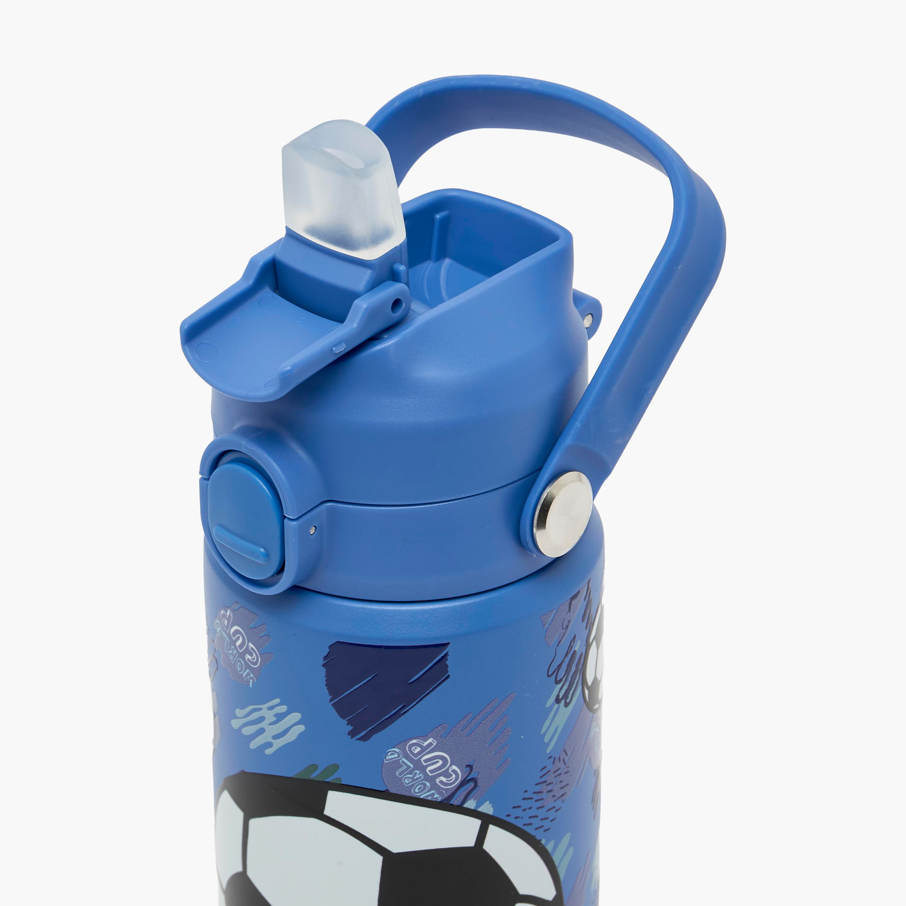 Juniors Football Print Stainless Steel Water Bottle with Flip Spout and Handle-school-waterbottles-image-6