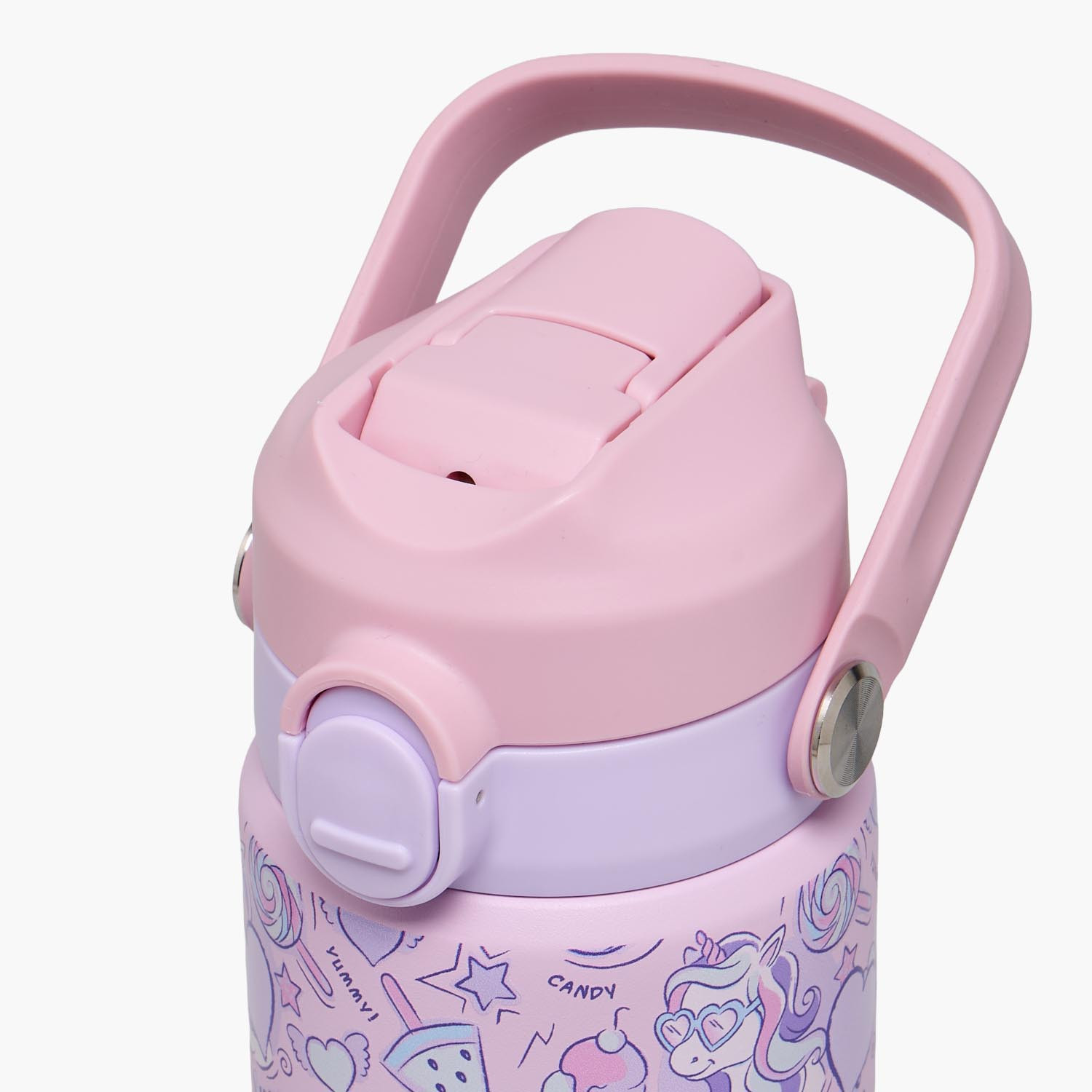 Juniors Unicorn Print Stainless Steel Water Bottle with Flip Spout and Handle-school-waterbottles-image-4