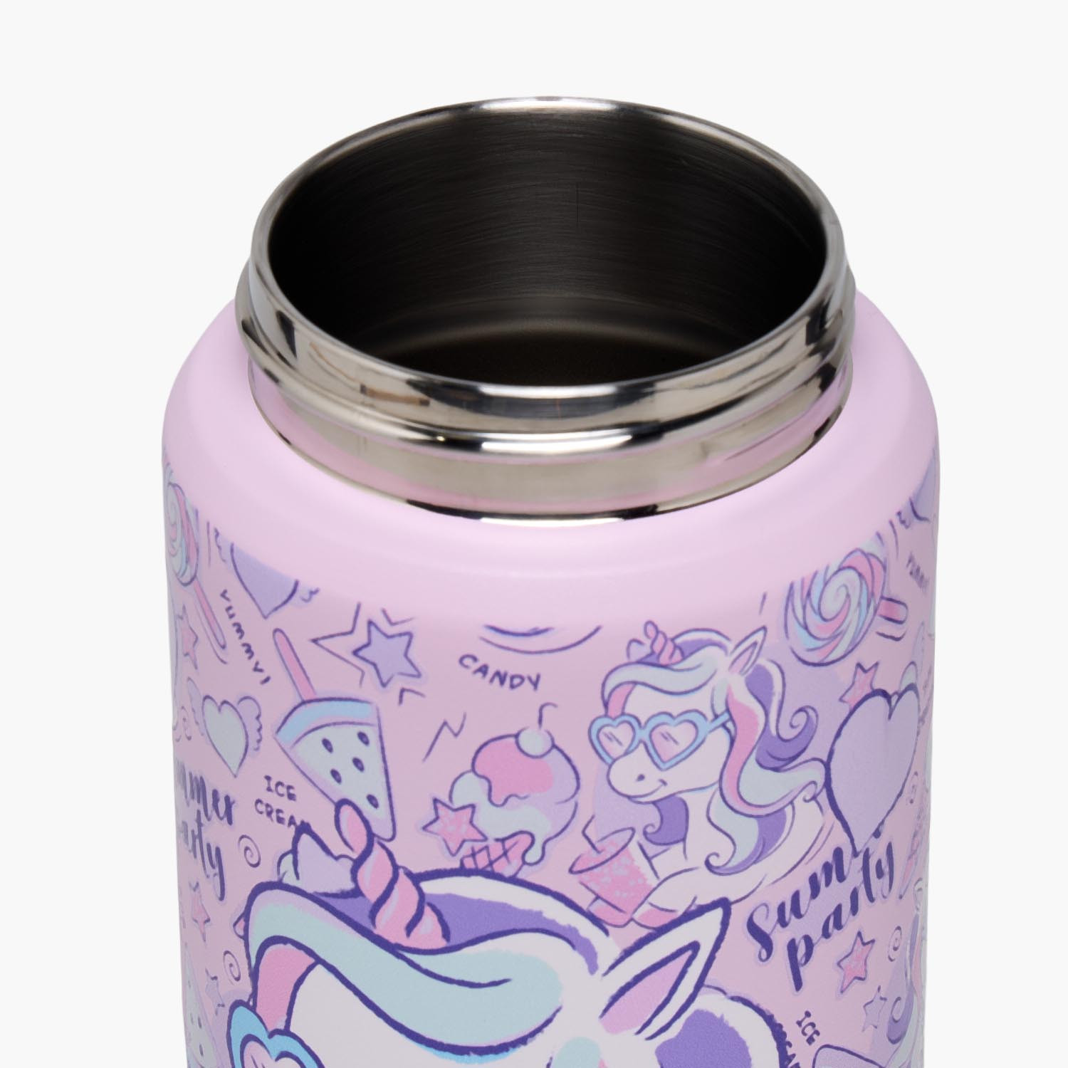 Juniors Unicorn Print Stainless Steel Water Bottle with Flip Spout and Handle-school-waterbottles-image-5