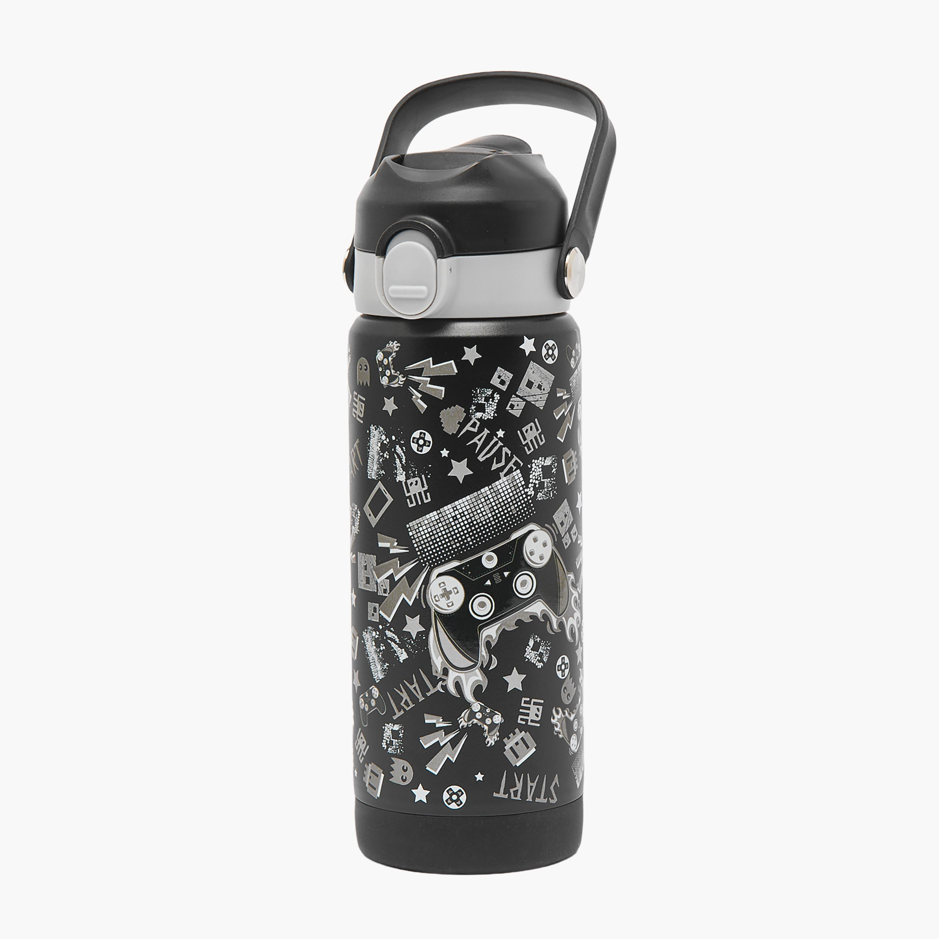 قارورة مياه ستانلس ستيل بفوهة قلّابة وطبعات ألعاب ومقبض من جونيورز-school-waterbottles-image-1