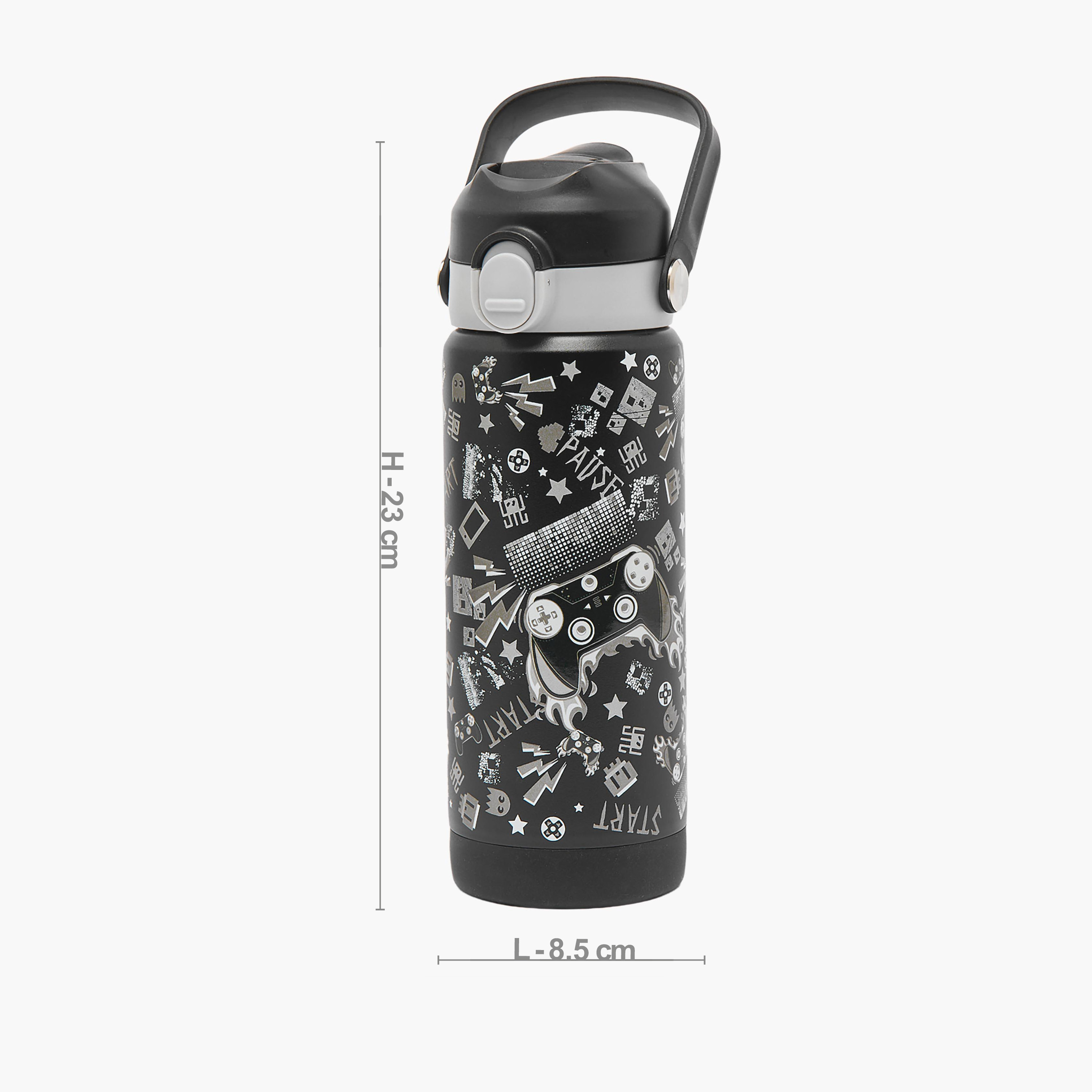 قارورة مياه ستانلس ستيل بفوهة قلّابة وطبعات ألعاب ومقبض من جونيورز-school-waterbottles-image-3