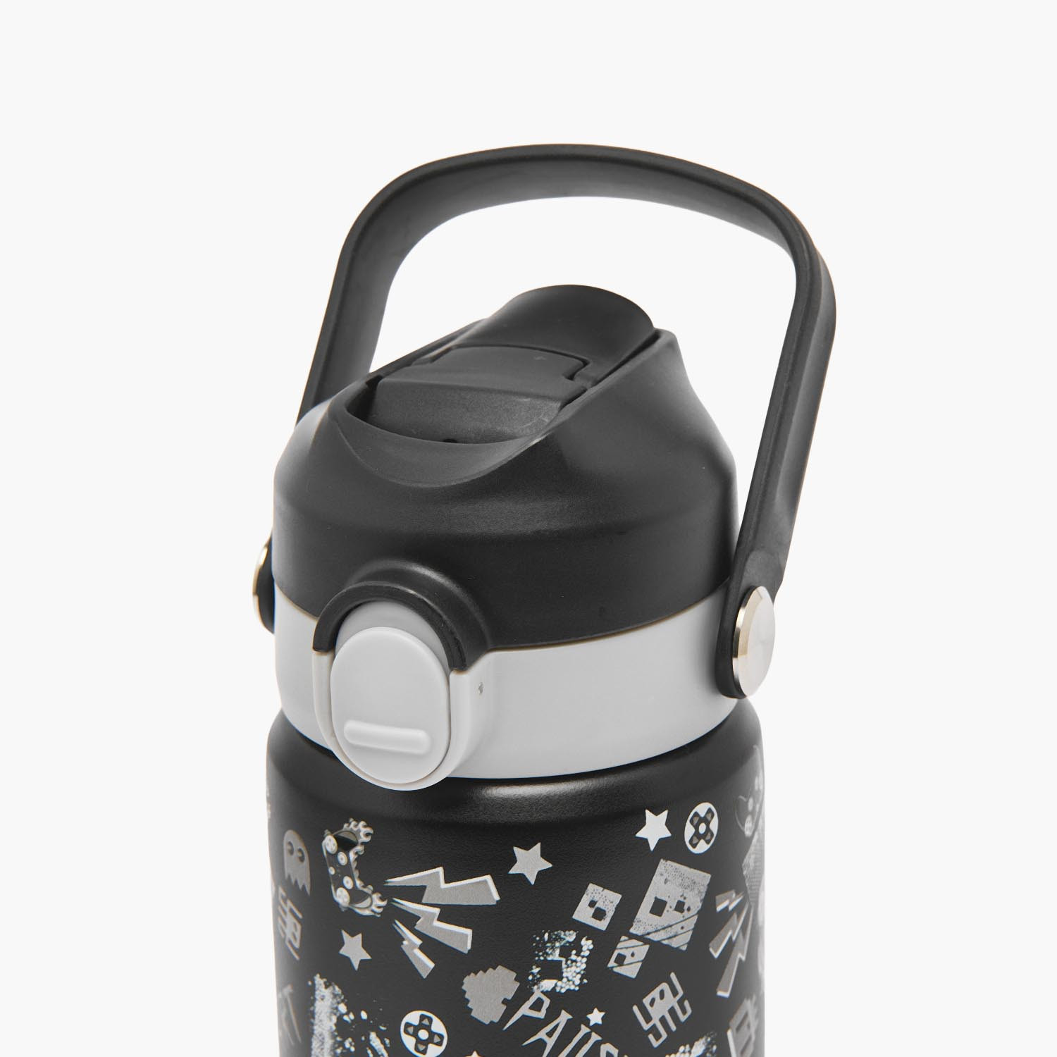 قارورة مياه ستانلس ستيل بفوهة قلّابة وطبعات ألعاب ومقبض من جونيورز-school-waterbottles-image-4