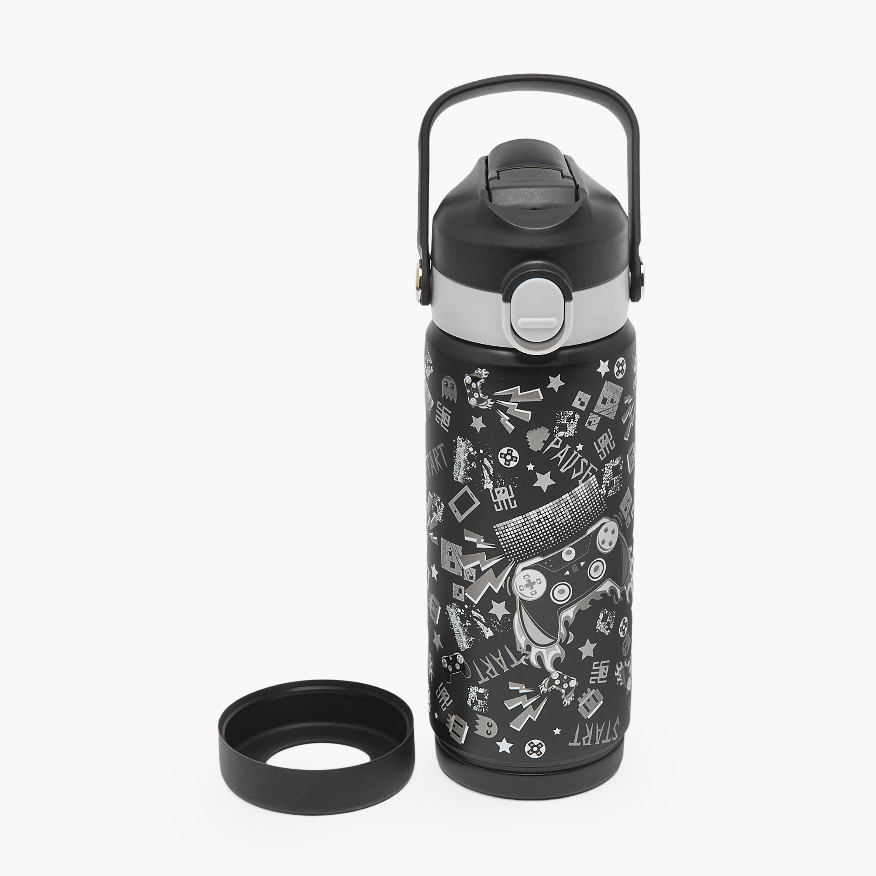 قارورة مياه ستانلس ستيل بفوهة قلّابة وطبعات ألعاب ومقبض من جونيورز-school-waterbottles-image-8