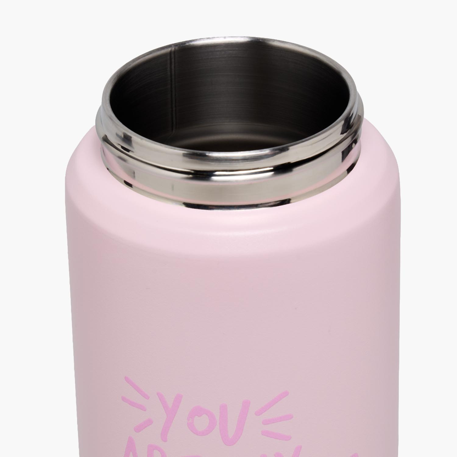 Juniors Slogan Print Stainless Steel Water Bottle with Flip Spout and Handle-school-waterbottles-image-5
