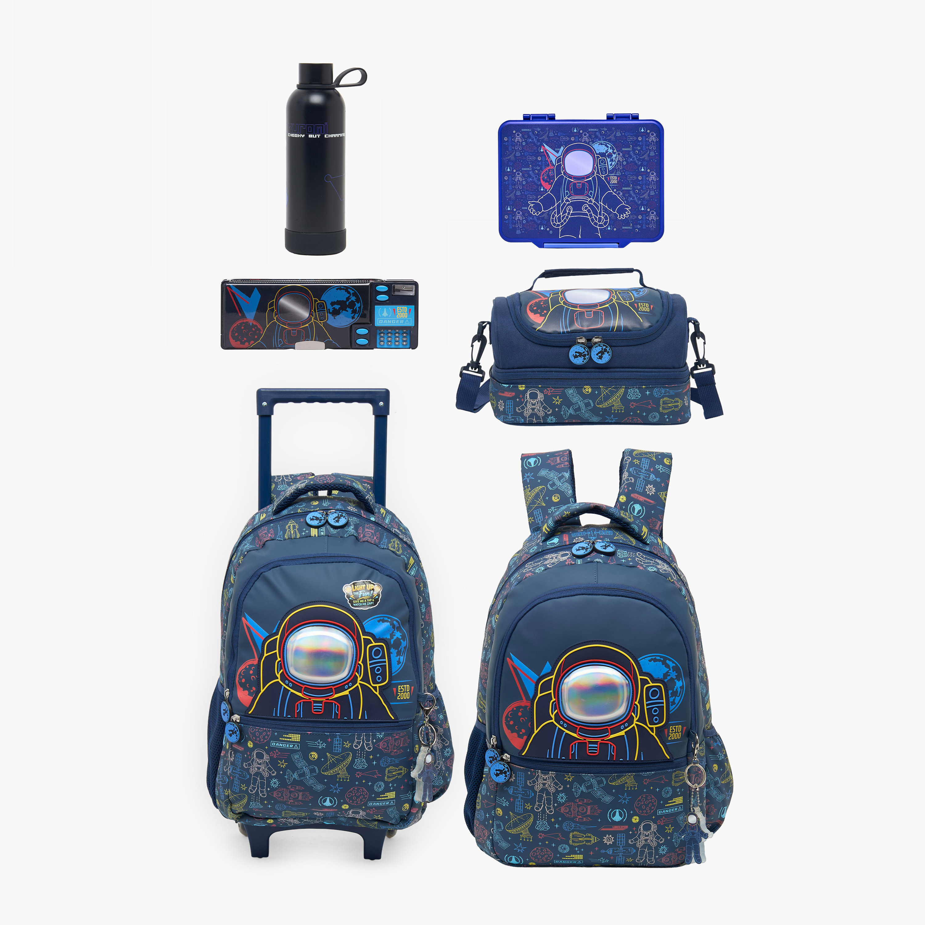 Juniors Astronaut Print Stainless Steel Water Bottle with Flip Spout and Handle-school-waterbottles-image-10