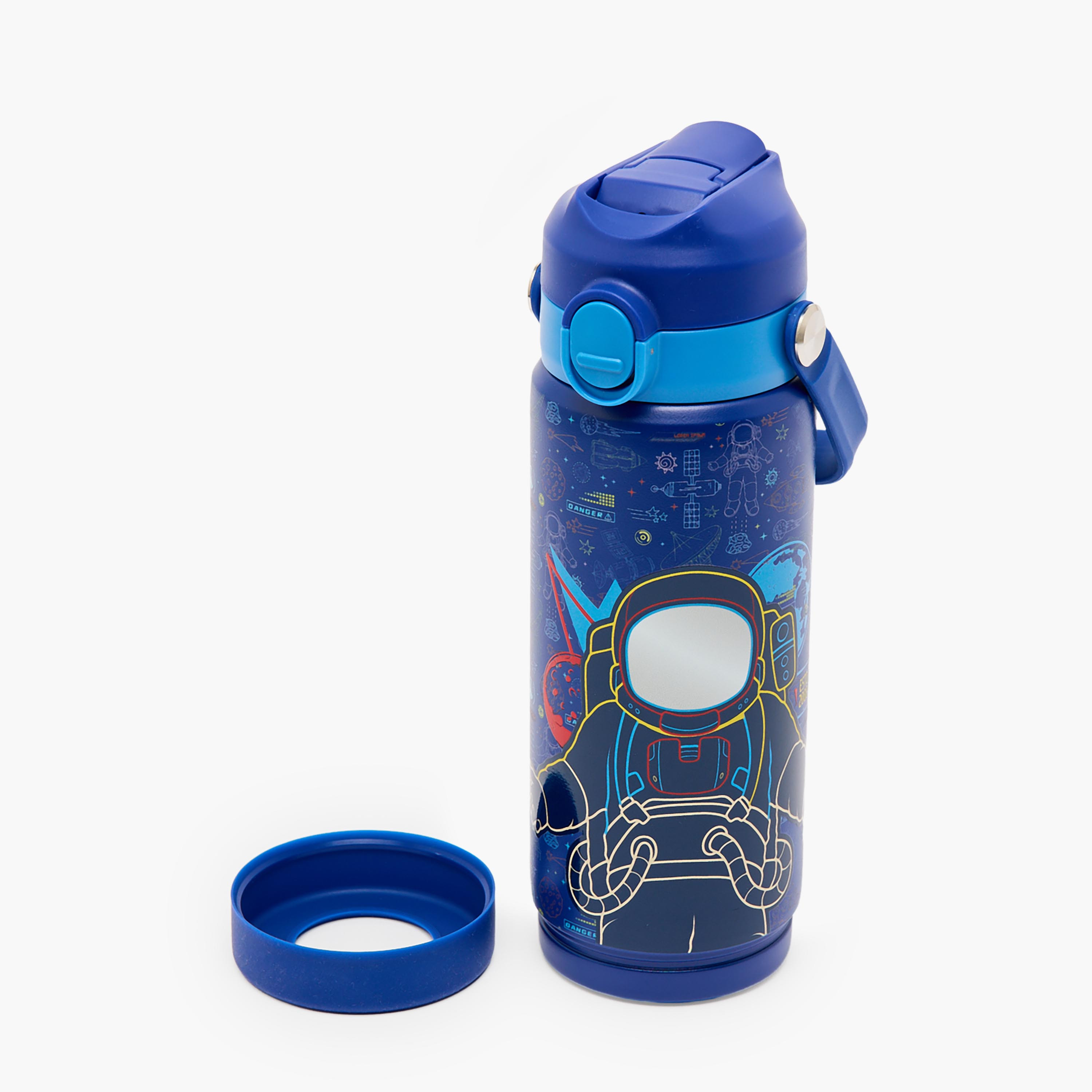 Juniors Astronaut Print Stainless Steel Water Bottle with Flip Spout and Handle-school-waterbottles-image-8