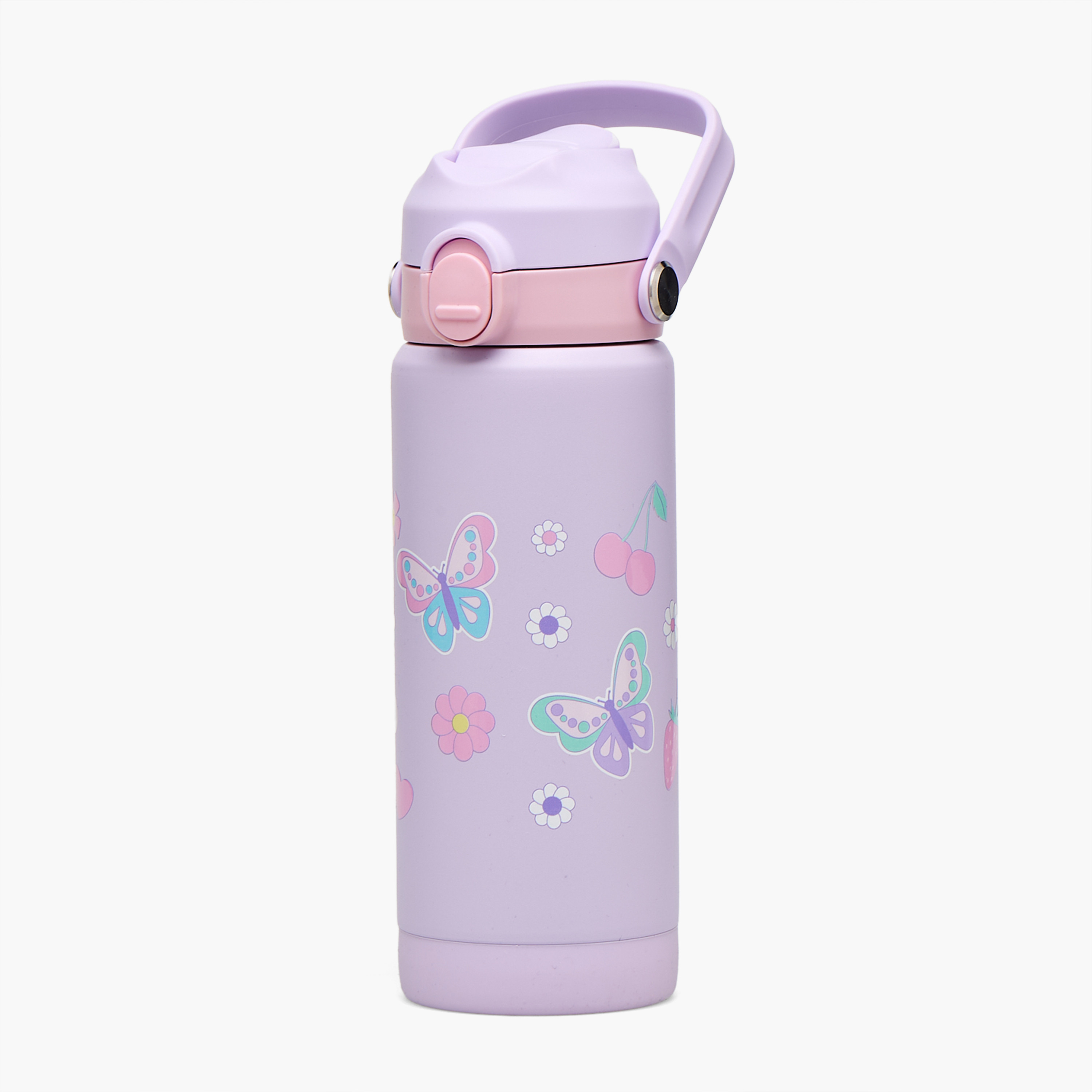 قارورة مياه ستانلس ستيل بفوهة ومقبض وطبعات فراشة من جونيورز-school-waterbottles-image-1