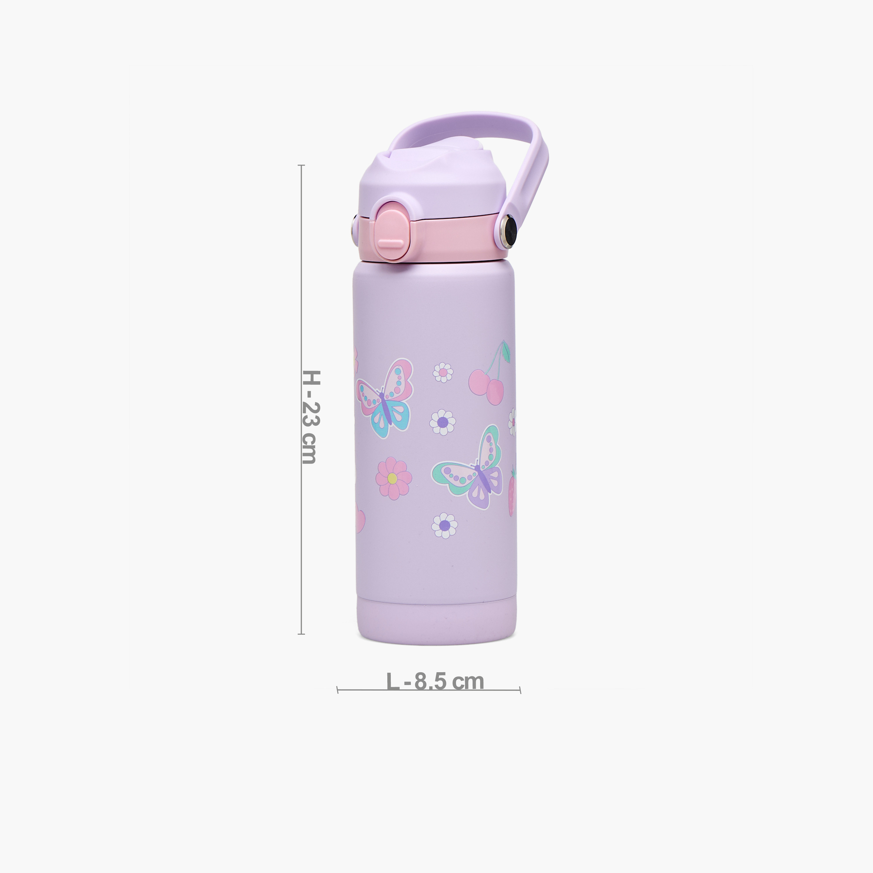 قارورة مياه ستانلس ستيل بفوهة ومقبض وطبعات فراشة من جونيورز-school-waterbottles-image-3
