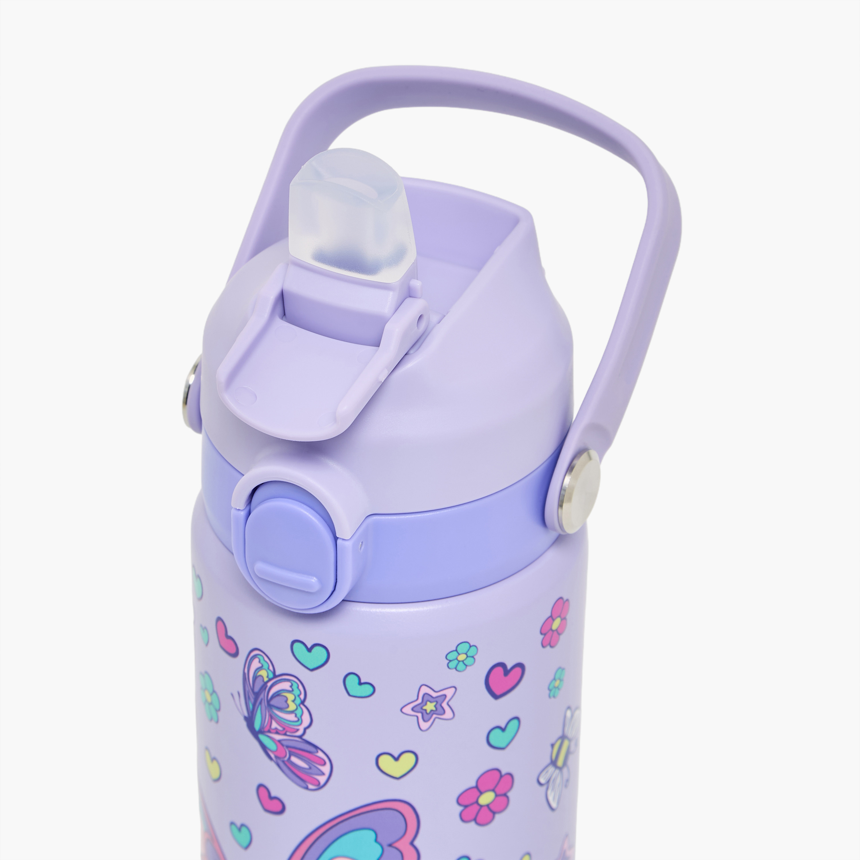 قارورة مياه ستانلس ستيل بمقبض وفوهة قلابة وطبعات فراشة من جونيورز-school-waterbottles-image-6
