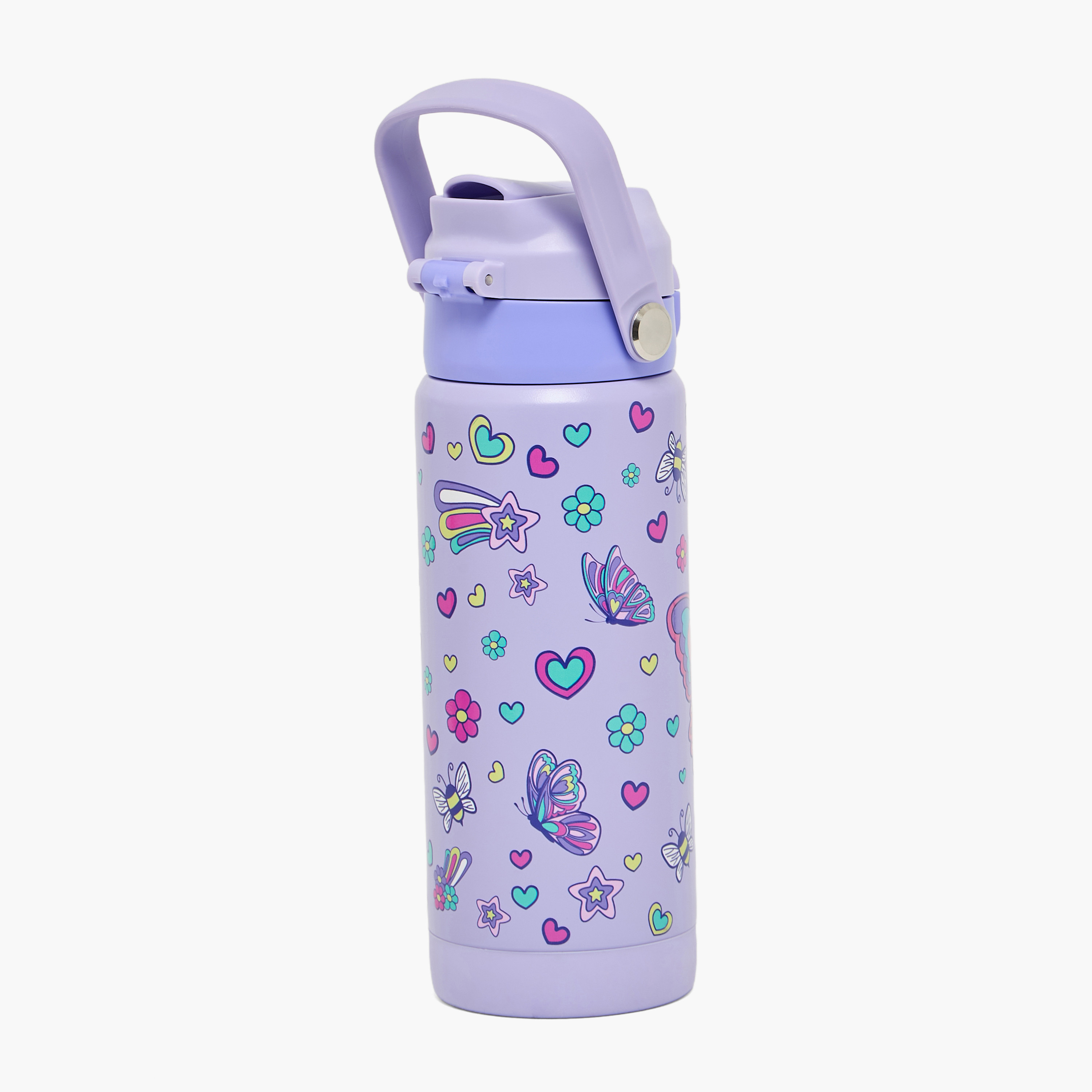 قارورة مياه ستانلس ستيل بمقبض وفوهة قلابة وطبعات فراشة من جونيورز-school-waterbottles-image-8