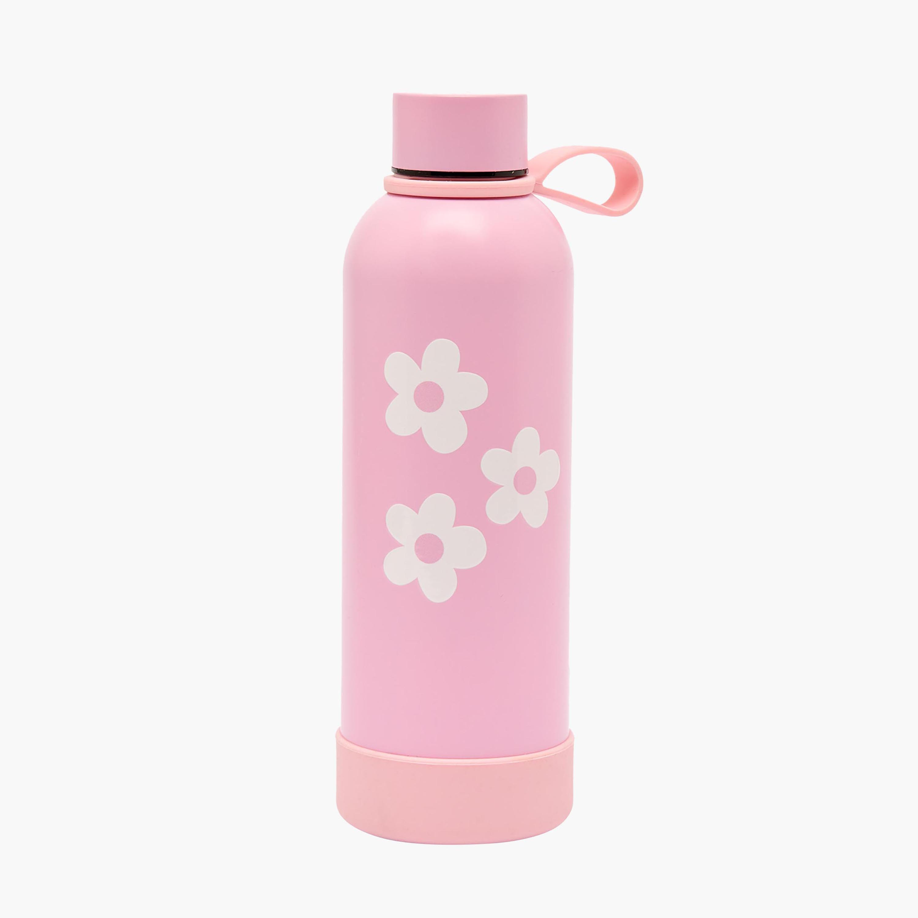 قارورة مياه ستانلس ستيل للأطفال بطبعات زهور ومقبض حلقي من جونيورز-school-waterbottles-image-1