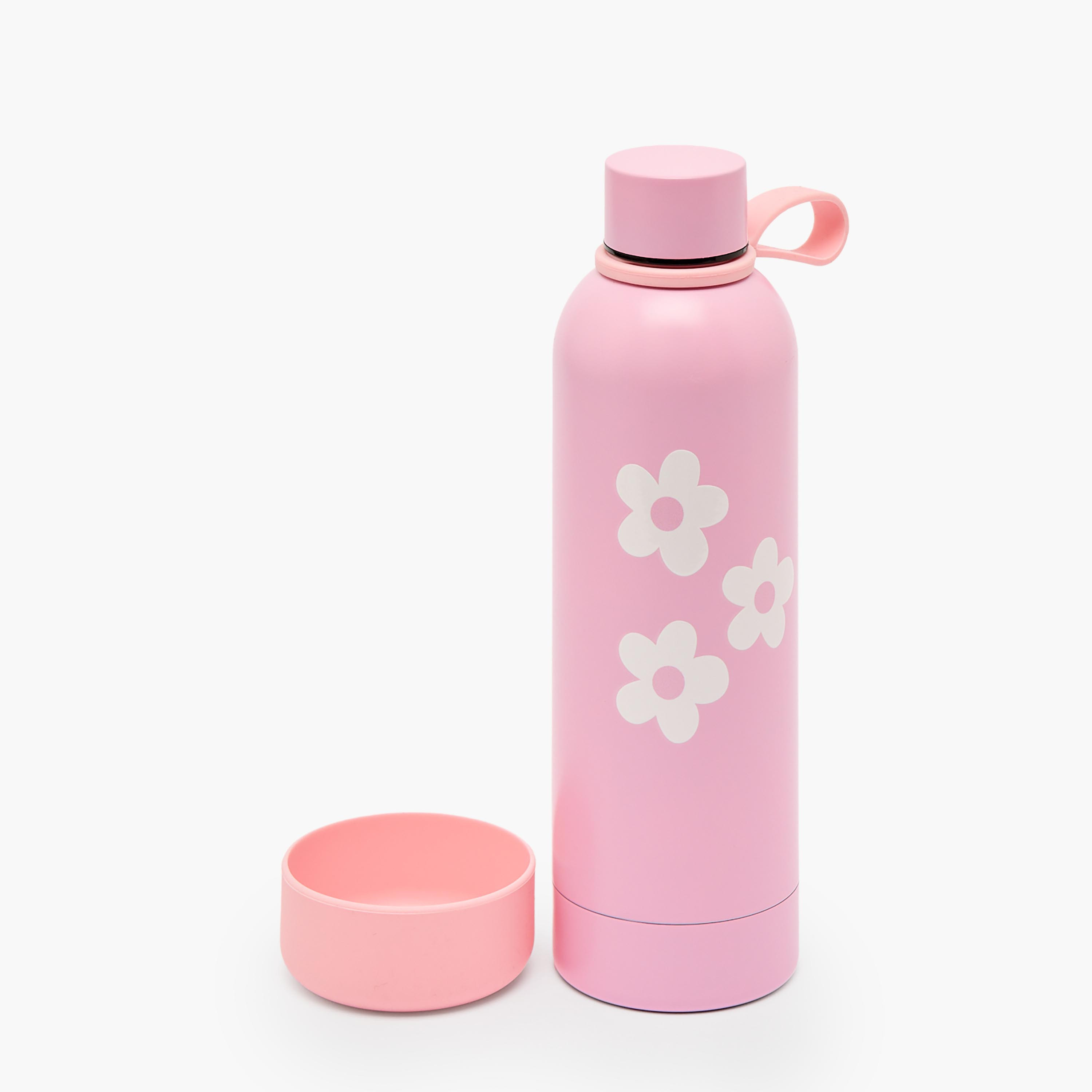 قارورة مياه ستانلس ستيل للأطفال بطبعات زهور ومقبض حلقي من جونيورز-school-waterbottles-image-8