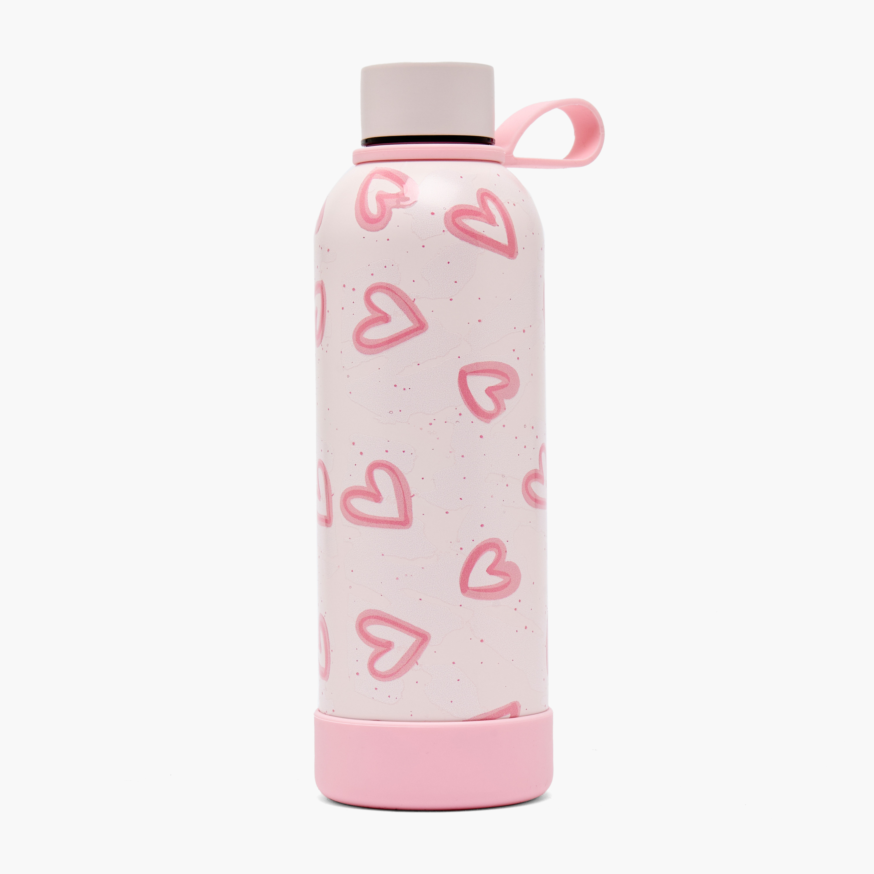 قارورة مياه ستانلس ستيل بمقبض حلقة وطبعات قلوب من جونيورز-school-waterbottles-image-1