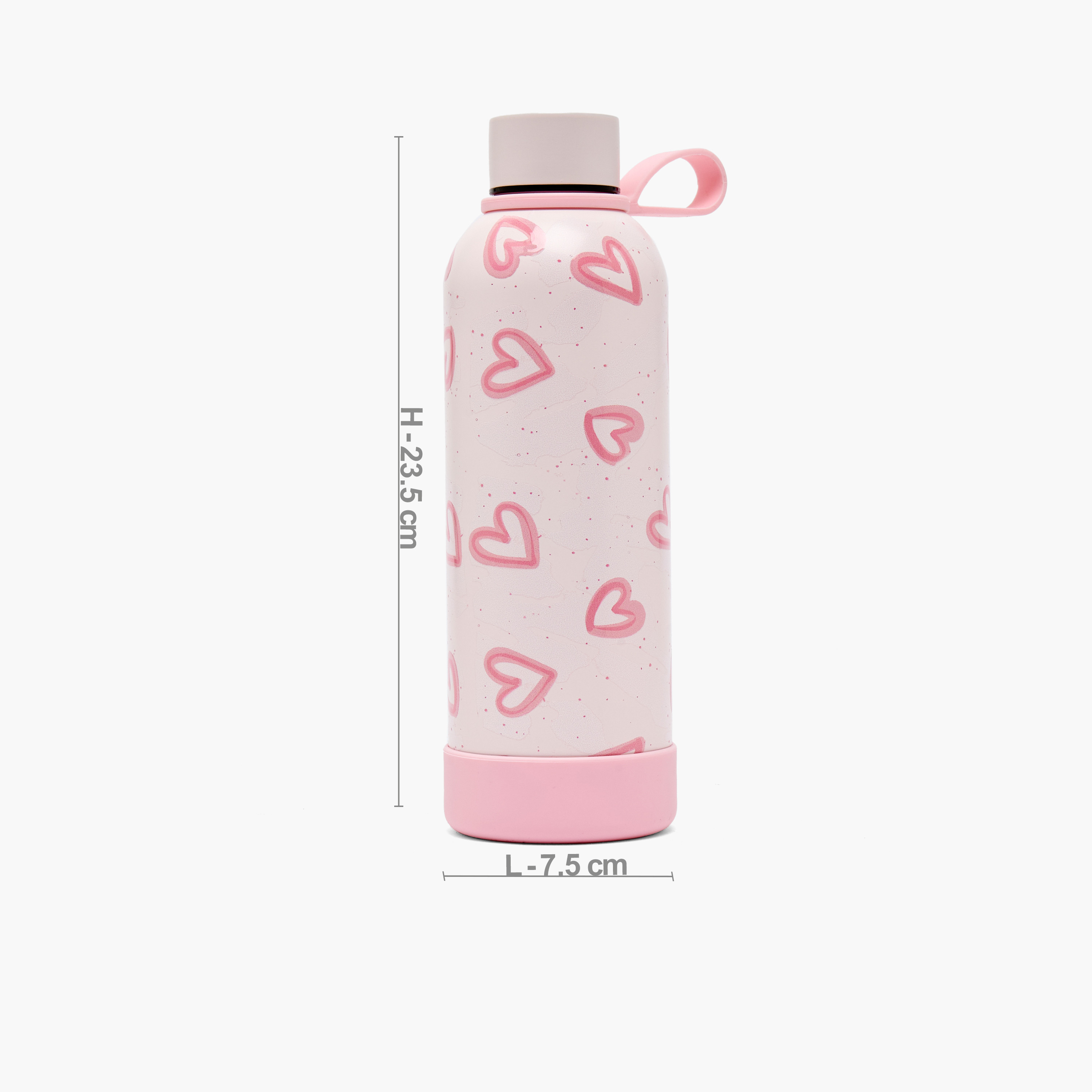 قارورة مياه ستانلس ستيل بمقبض حلقة وطبعات قلوب من جونيورز-school-waterbottles-image-3