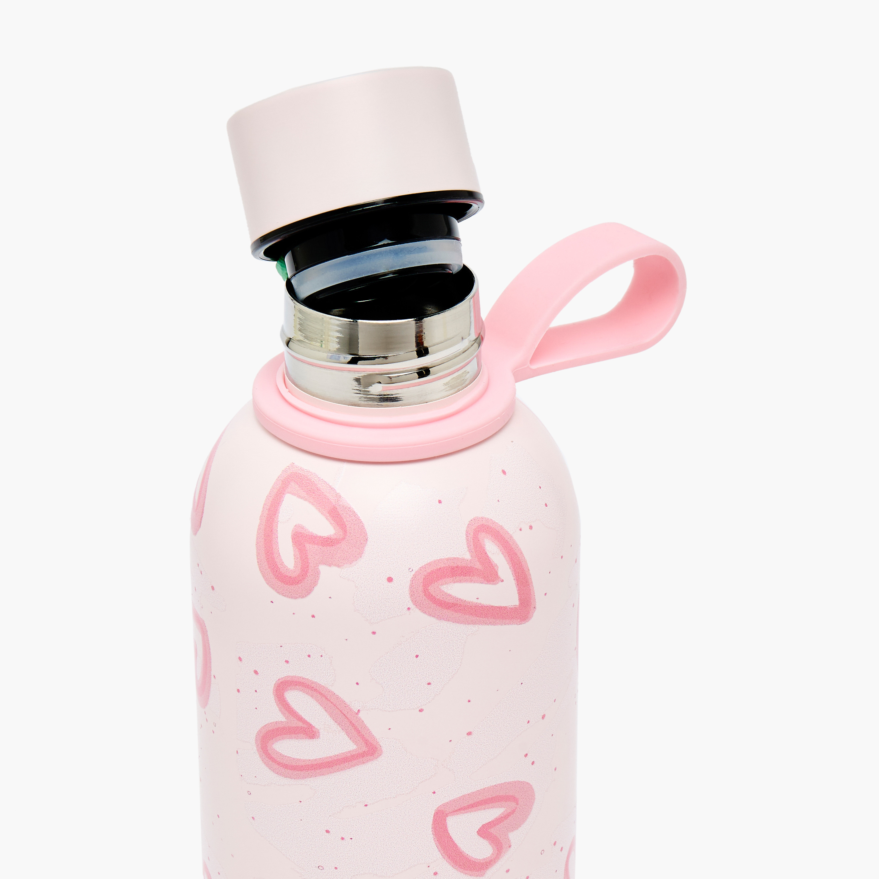 قارورة مياه ستانلس ستيل بمقبض حلقة وطبعات قلوب من جونيورز-school-waterbottles-image-6