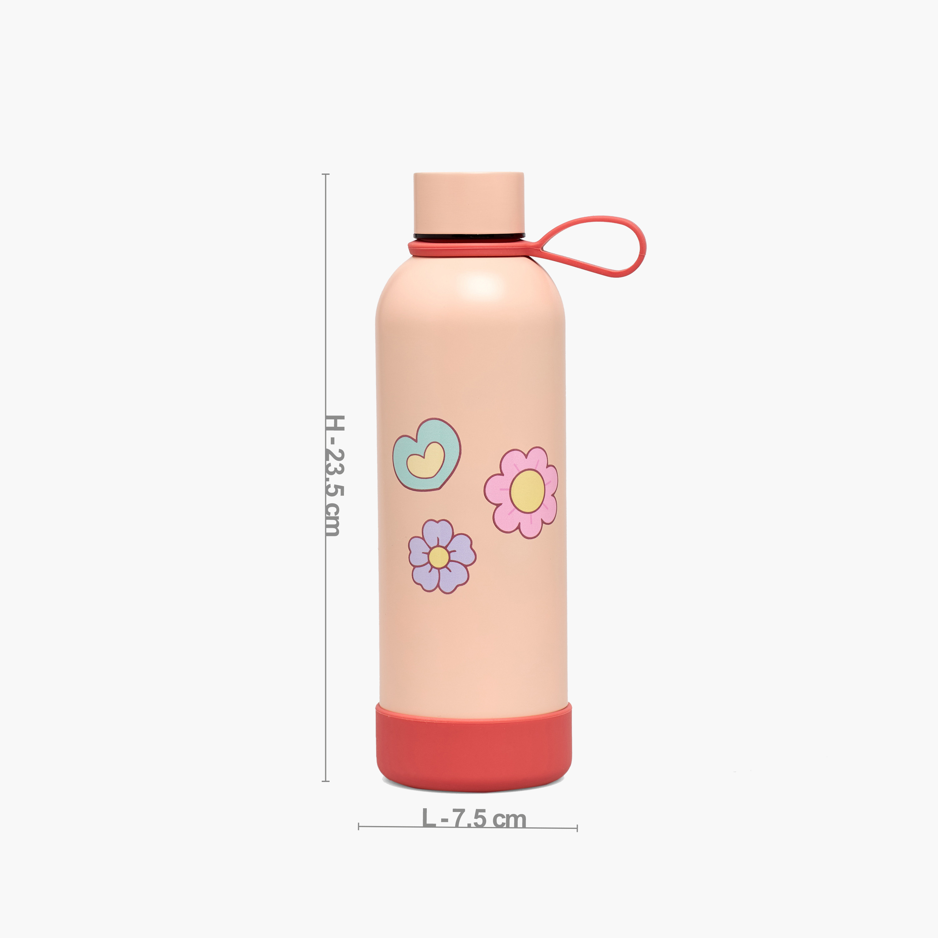 قارورة ماء ستانلس ستيل بحلقة حمل وطبعات أزهار من جونيورز-school-waterbottles-image-3