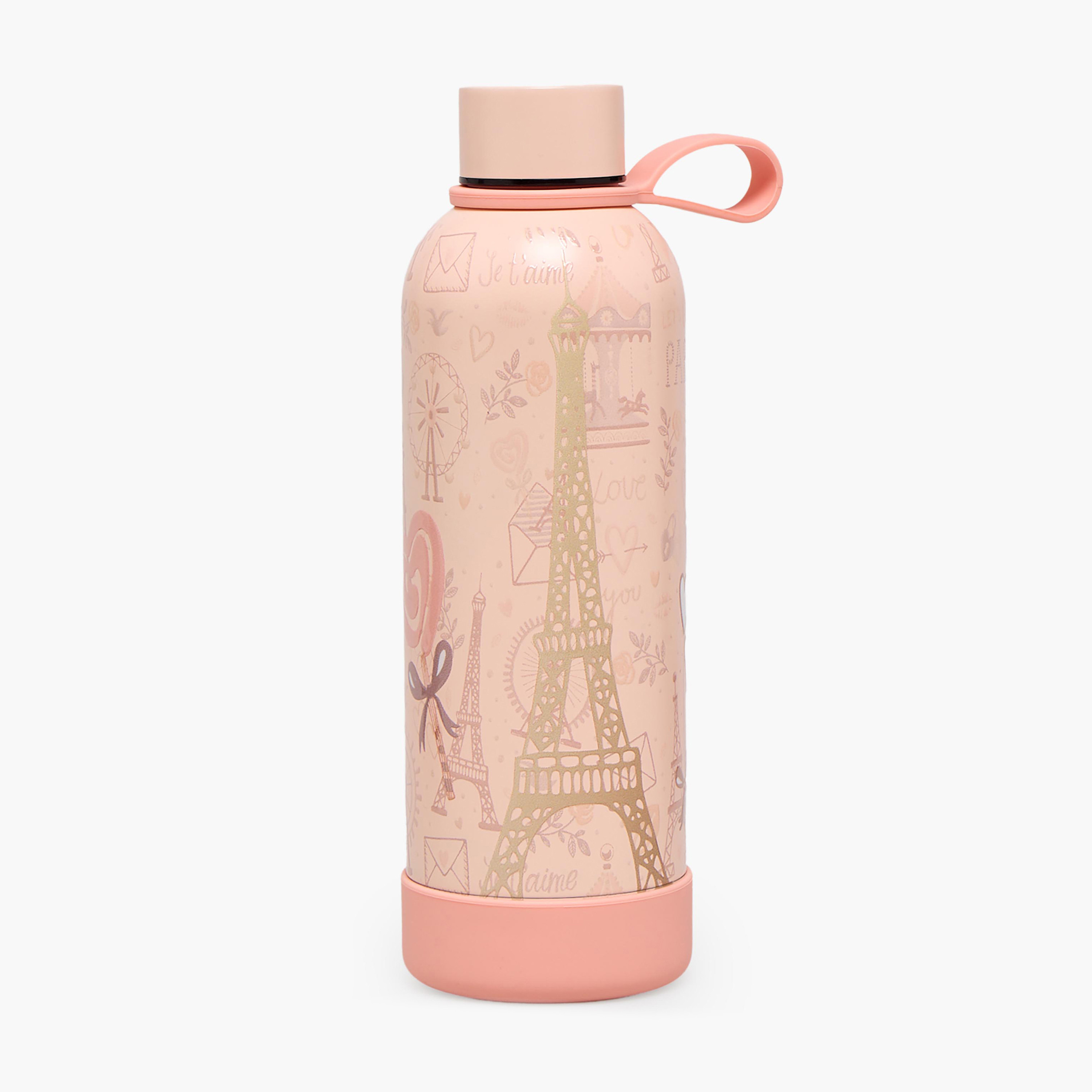 قارورة مياه ستانلس ستيل بمقبض حلقة وطبعات باريس من جونيورز-school-waterbottles-image-1