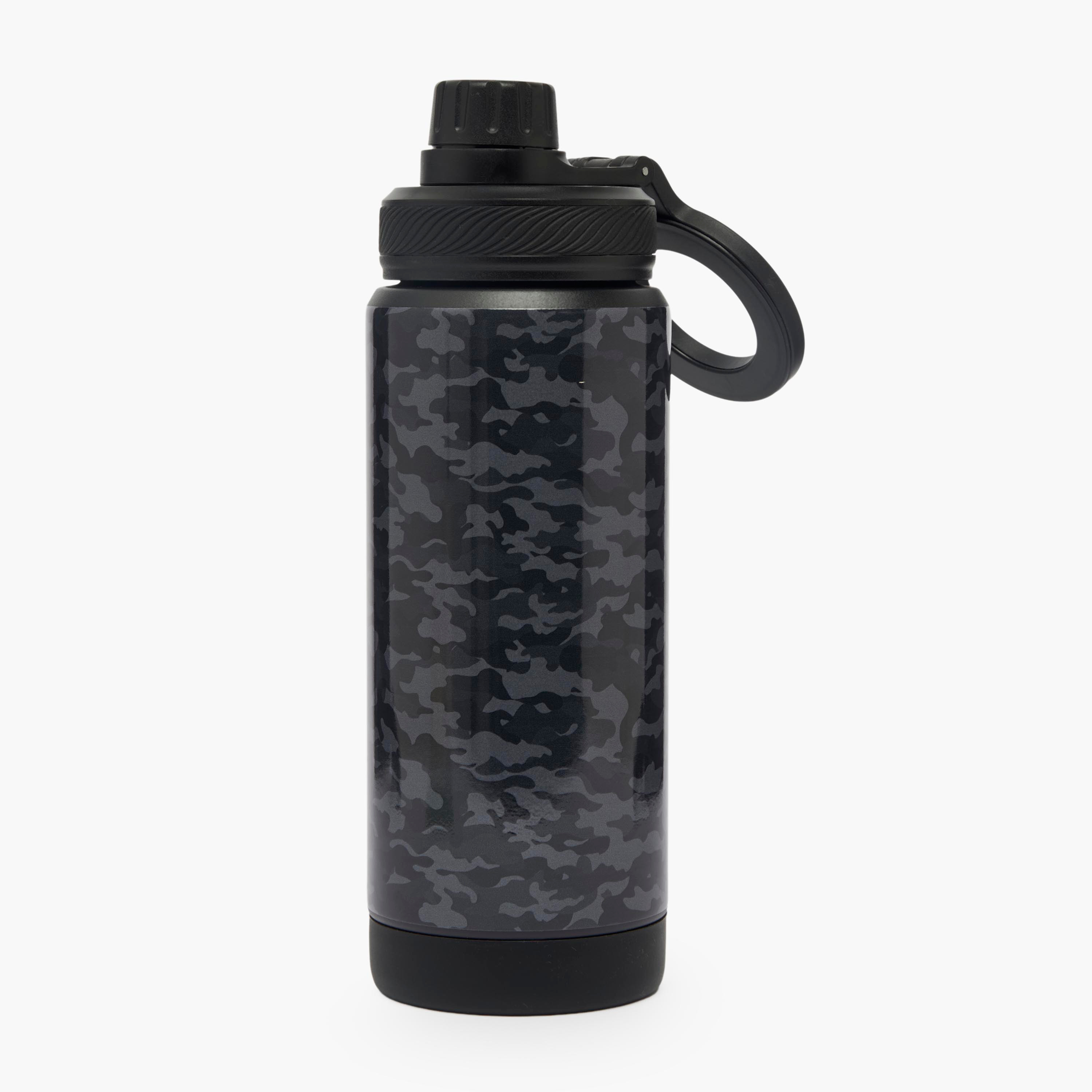 Juniors Camouflage Print Stainless Steel Water Bottle with Carry Loop-school-waterbottles-image-1