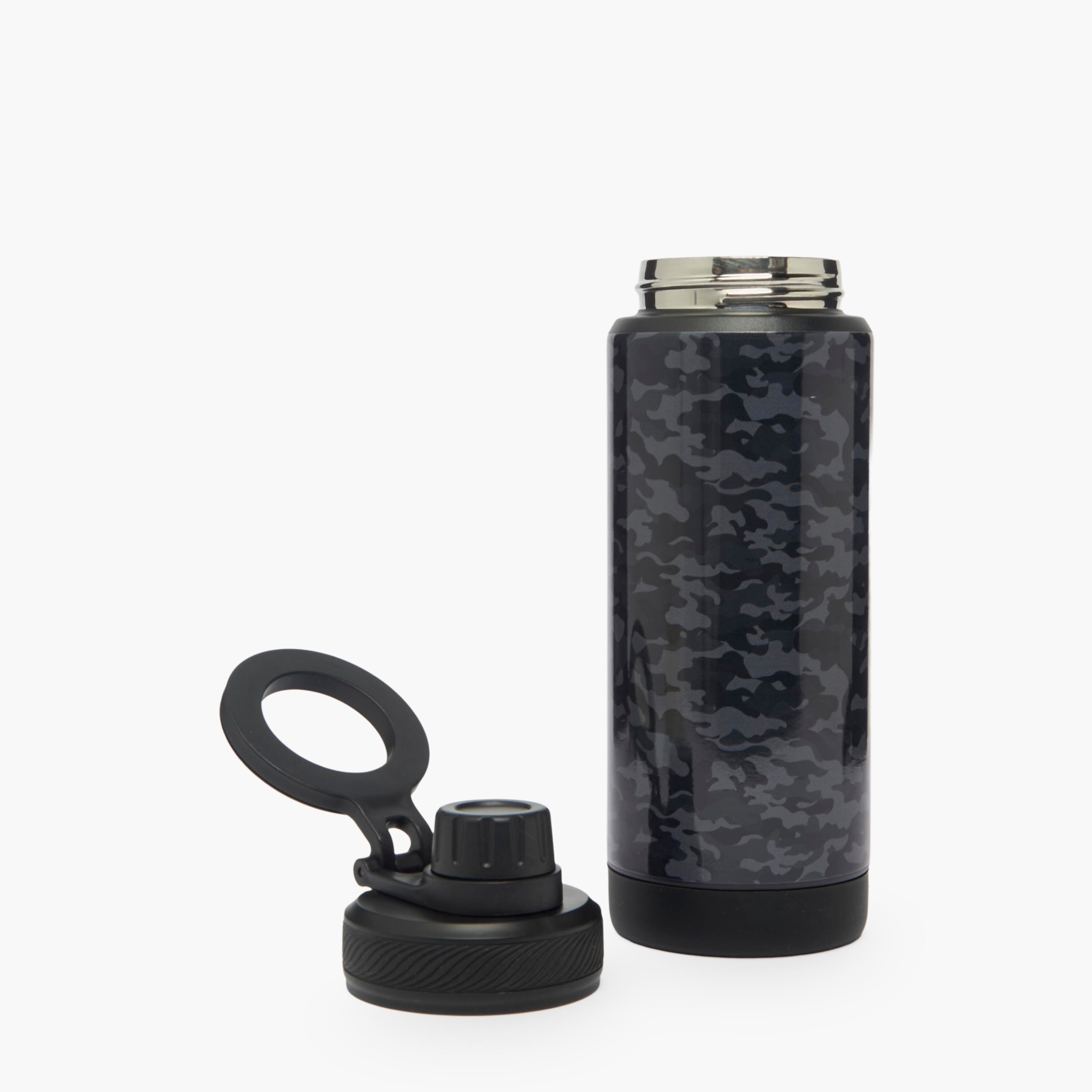 Juniors Camouflage Print Stainless Steel Water Bottle with Carry Loop-school-waterbottles-image-2