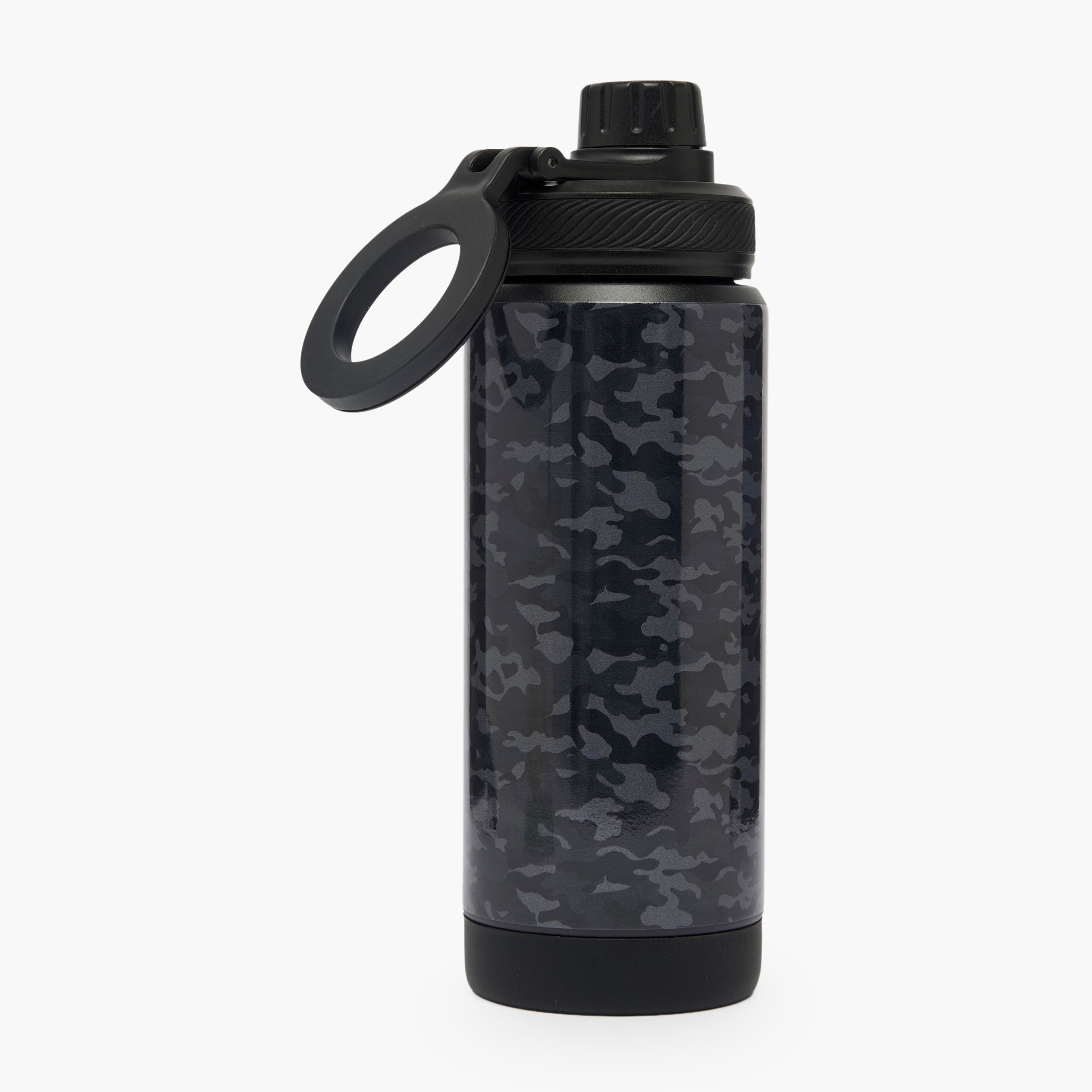 Juniors Camouflage Print Stainless Steel Water Bottle with Carry Loop-school-waterbottles-image-3